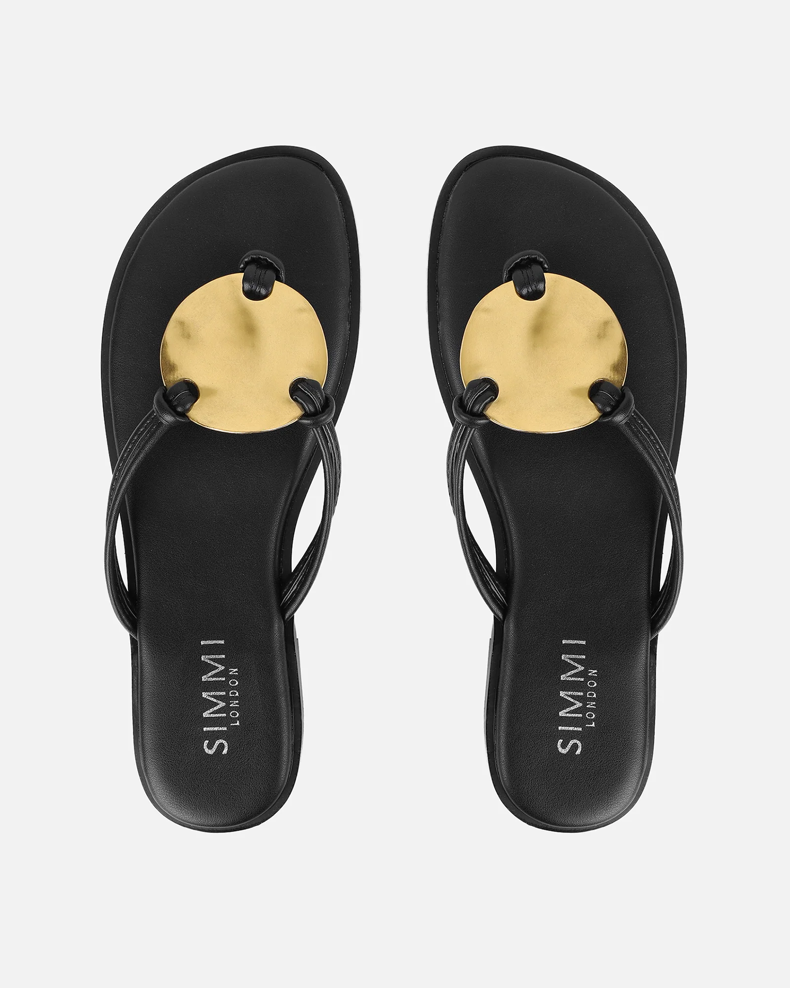 Bowe Black Gold Detail Toe Thong Sliders - Image 3