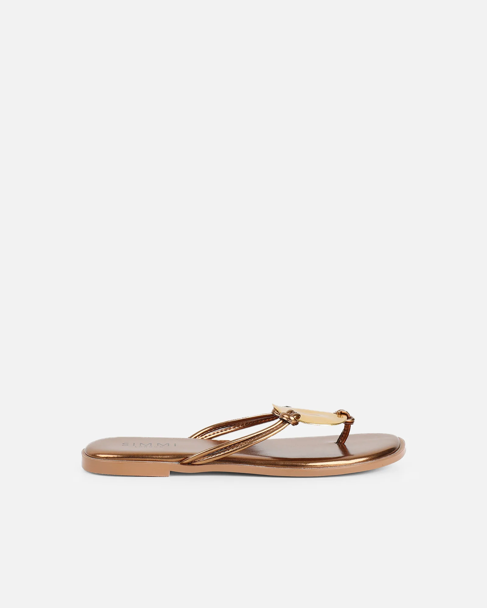 Bowe Bronze Gold Detail Toe Thong Sliders - Image 2