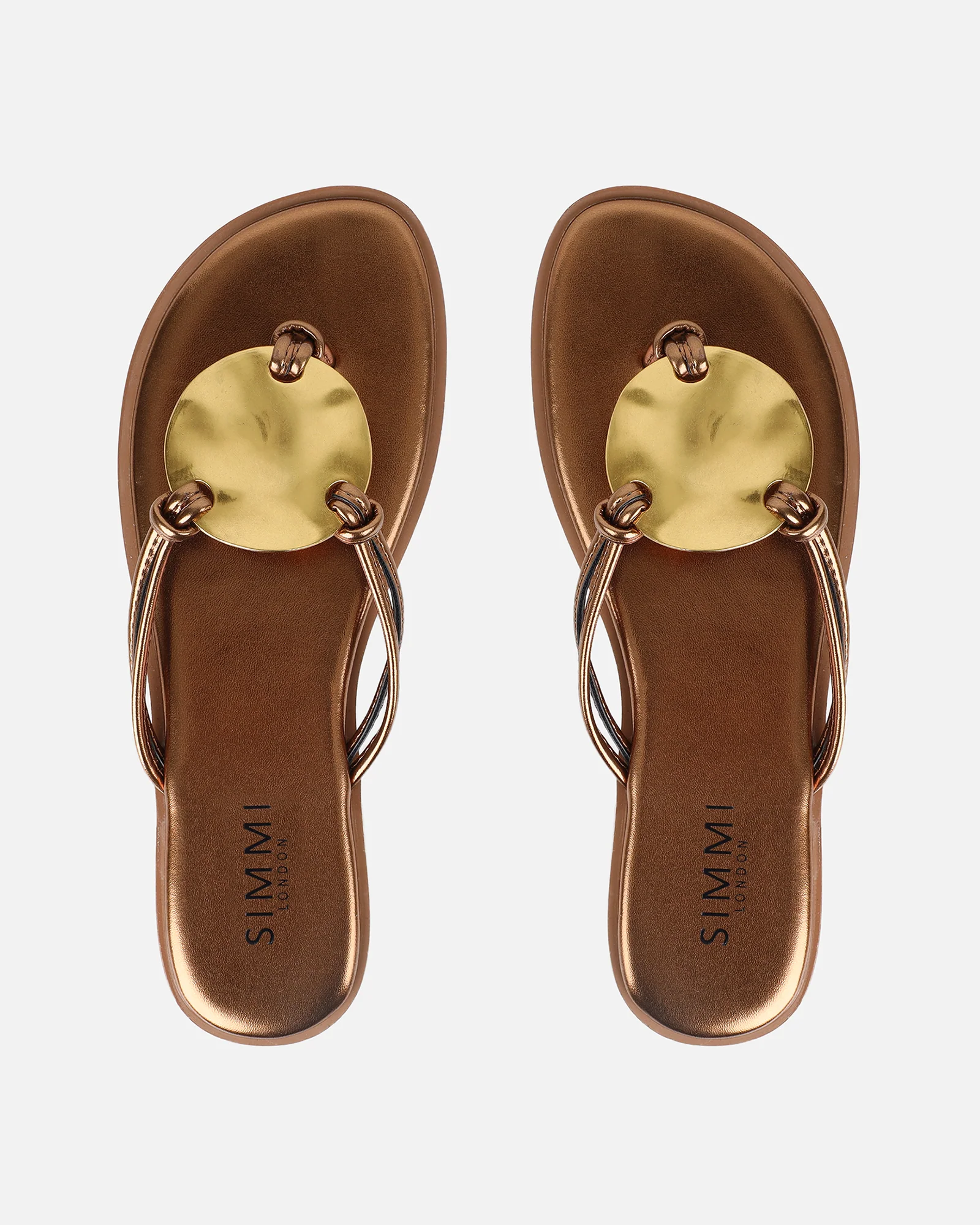 Bowe Bronze Gold Detail Toe Thong Sliders - Image 3