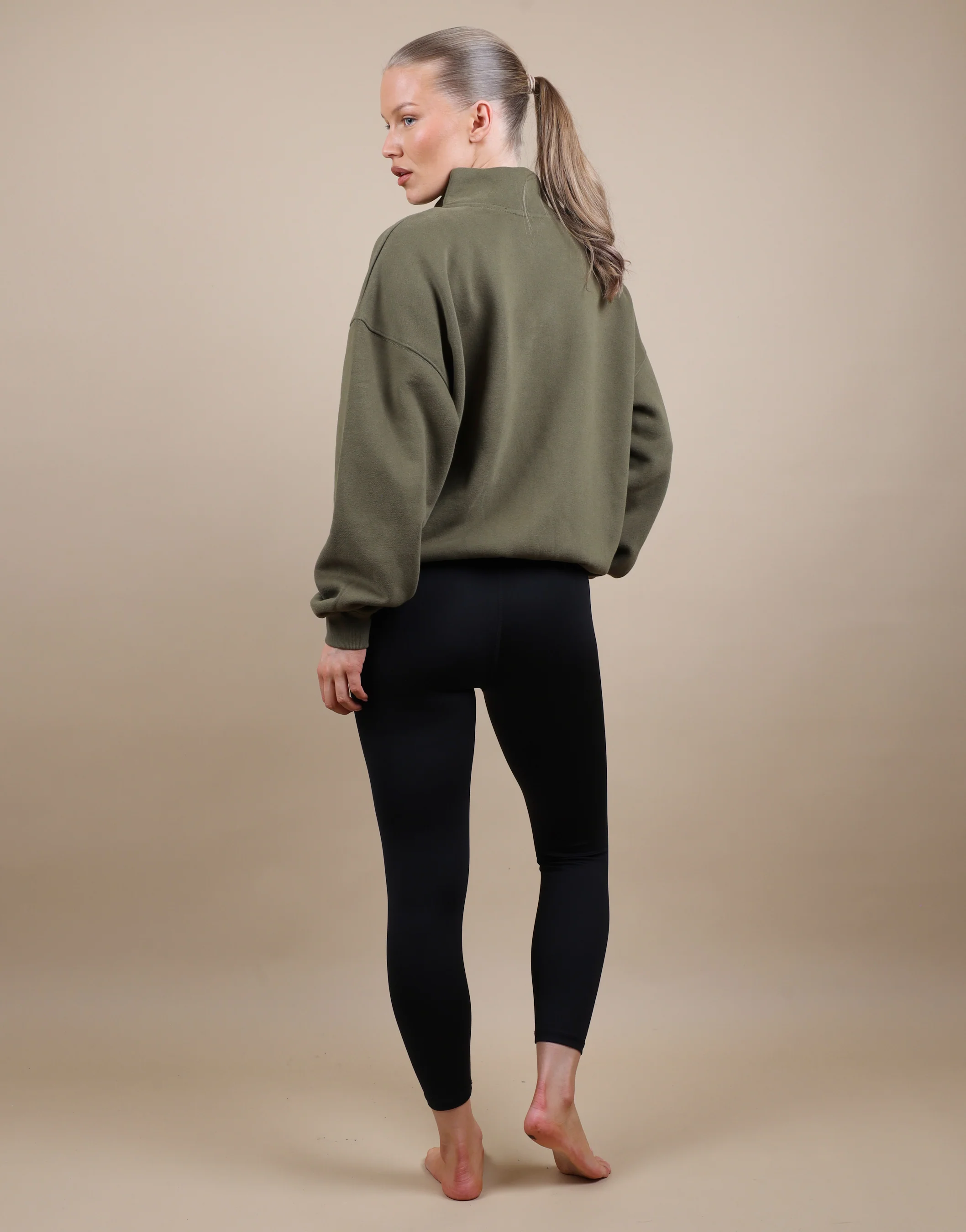 Bronte Simmi Studios Zip Through Funnel Neck Sweatshirt In Olive - Image 4