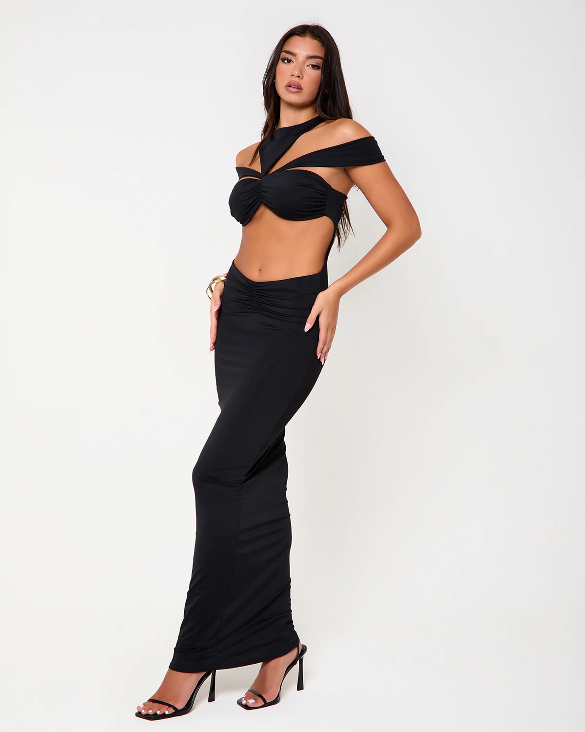 Bronx Black Cut Out Maxi Dress - Image 4