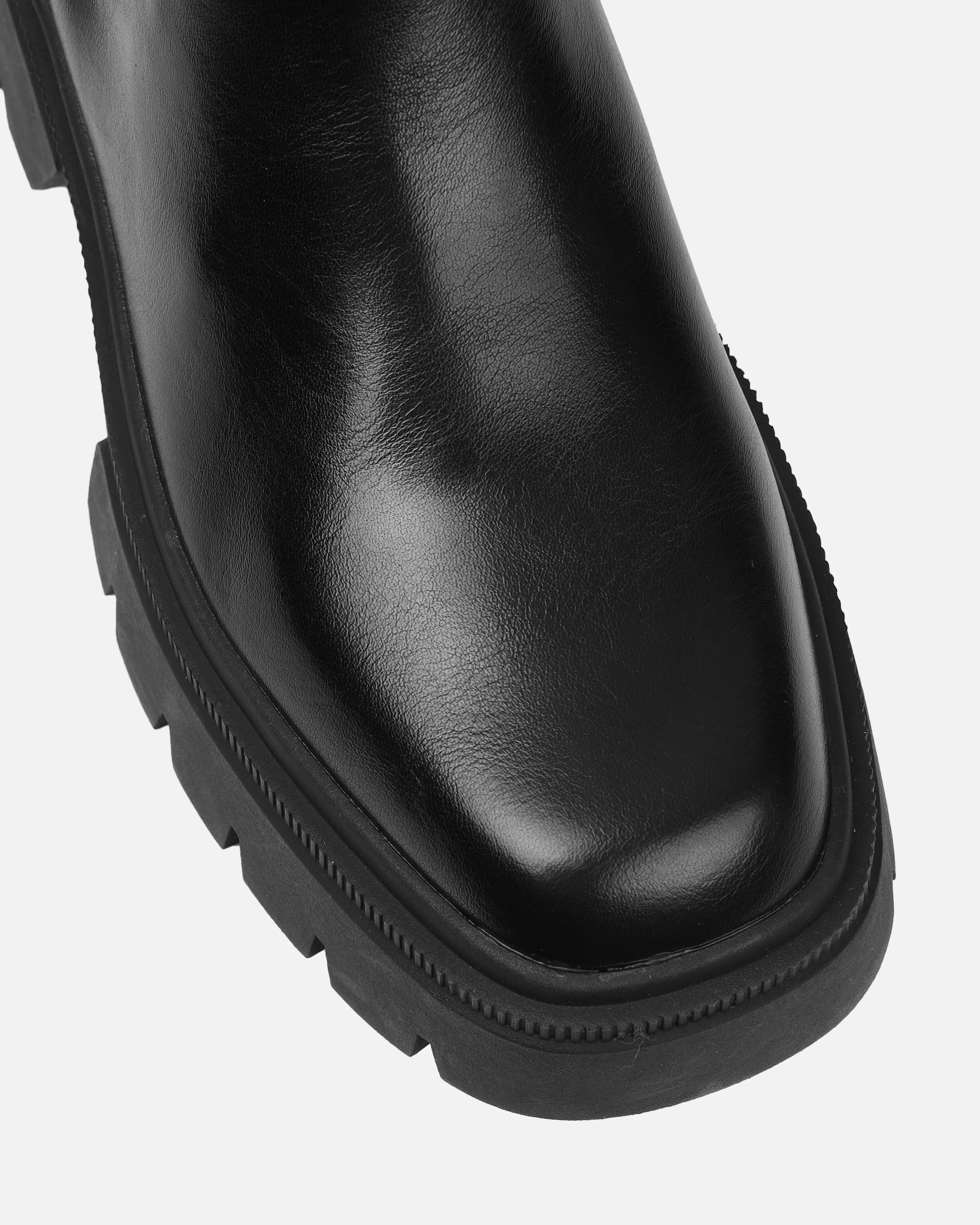 Brookes Black Knee High Chunky Boots - Image 4