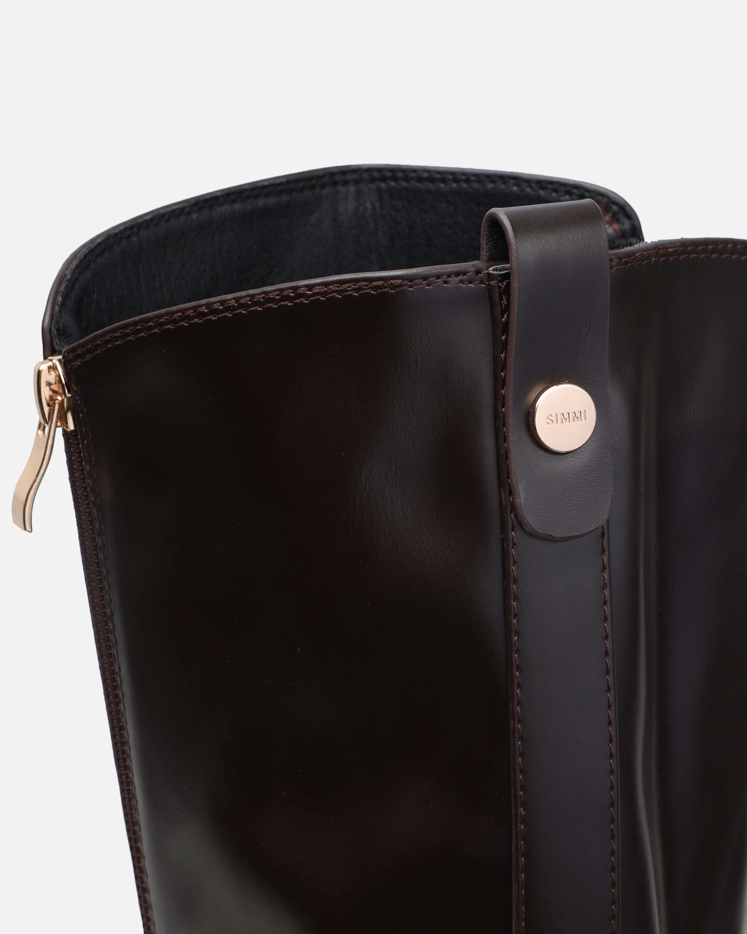 Brookes Brown Burnished Knee High Chunky Boots - Image 3