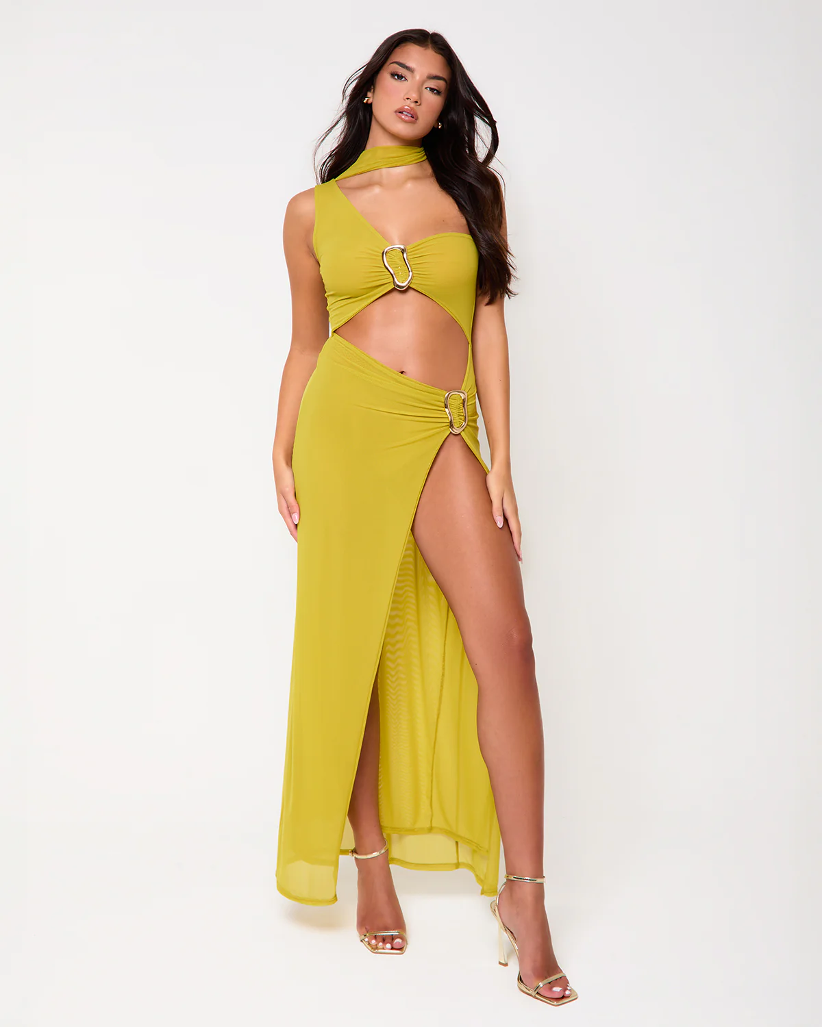 Brooklyn Chartreuse Trim Detail Maxi Dress - Image 3