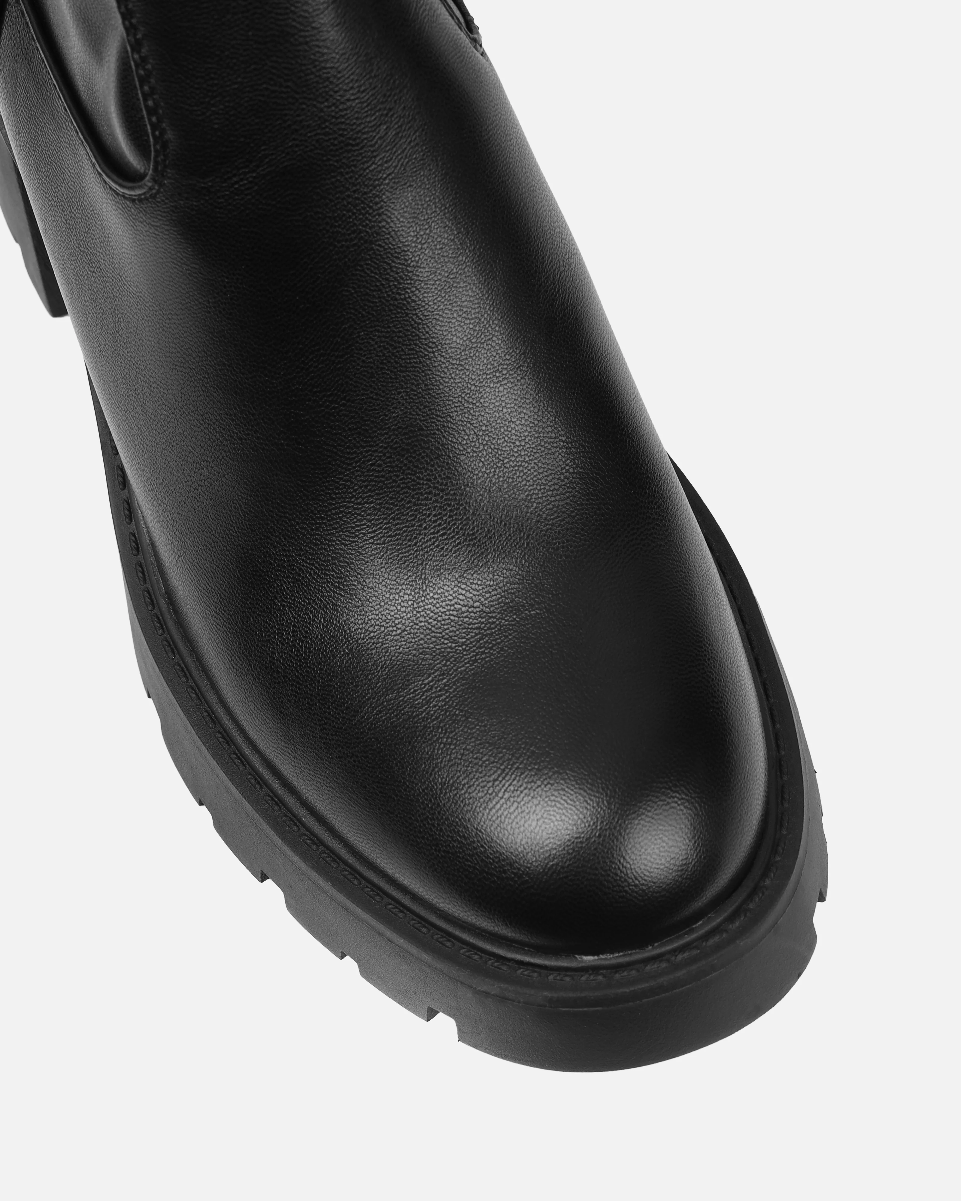 Bryce Black Stretch Knee High Chunky Boots - Image 4