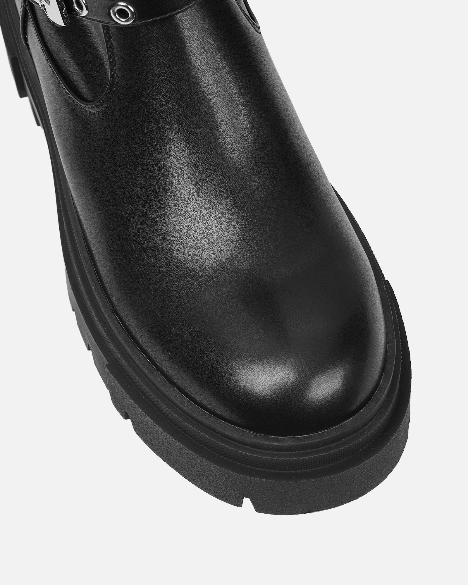 Butler Black Stretch Over The Knee Boots With Buckles - Image 4
