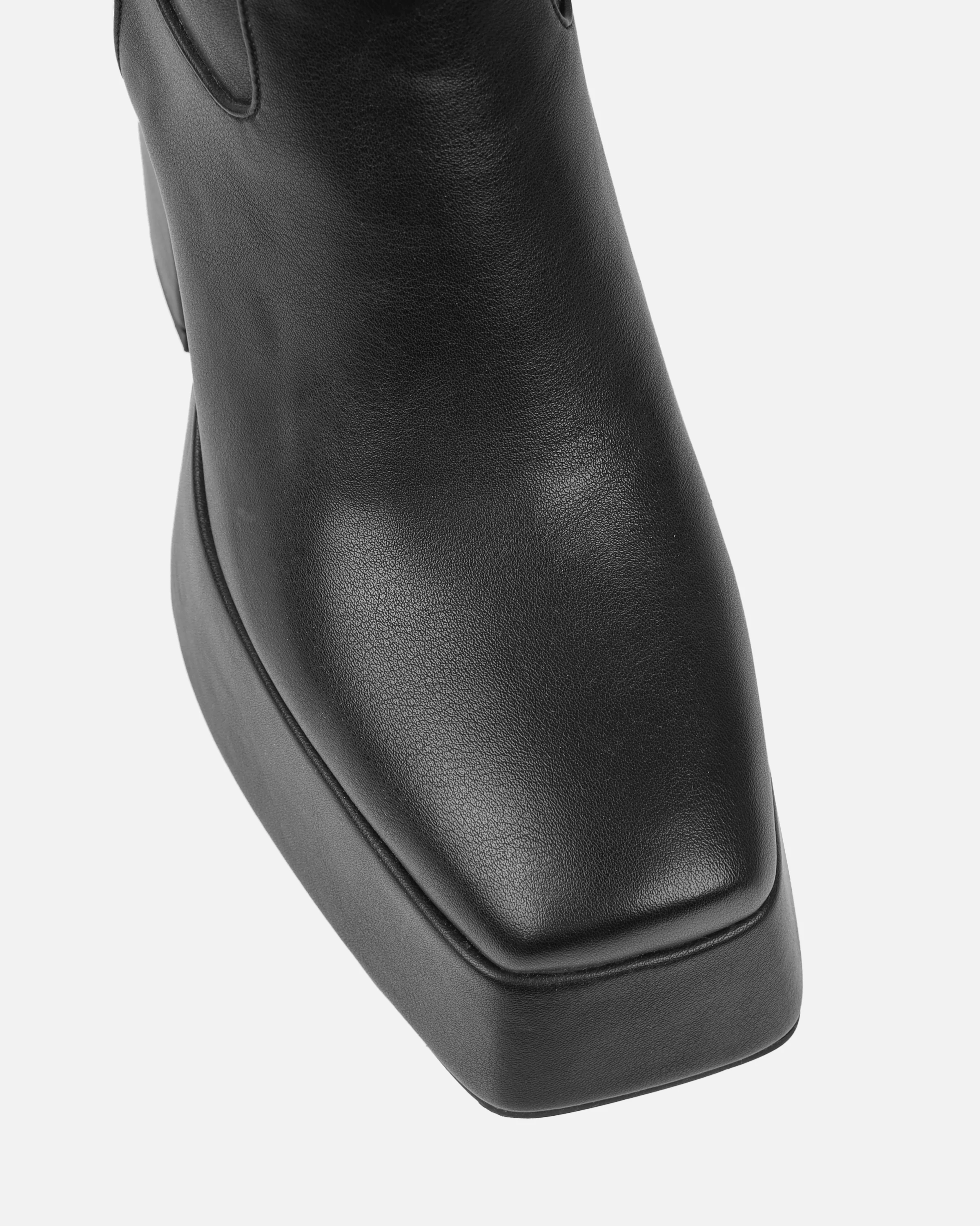 Caiden Black Platform Knee Boots With Faux Fur Turnover - Image 4