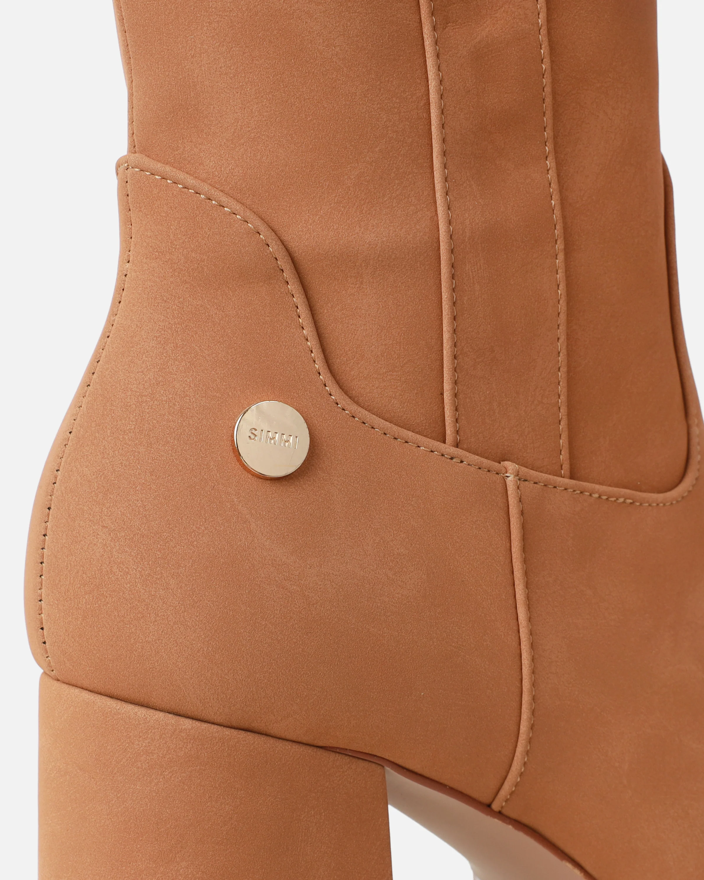 Caiden Tan Platform Knee Boots With Faux Fur Turnover - Image 3