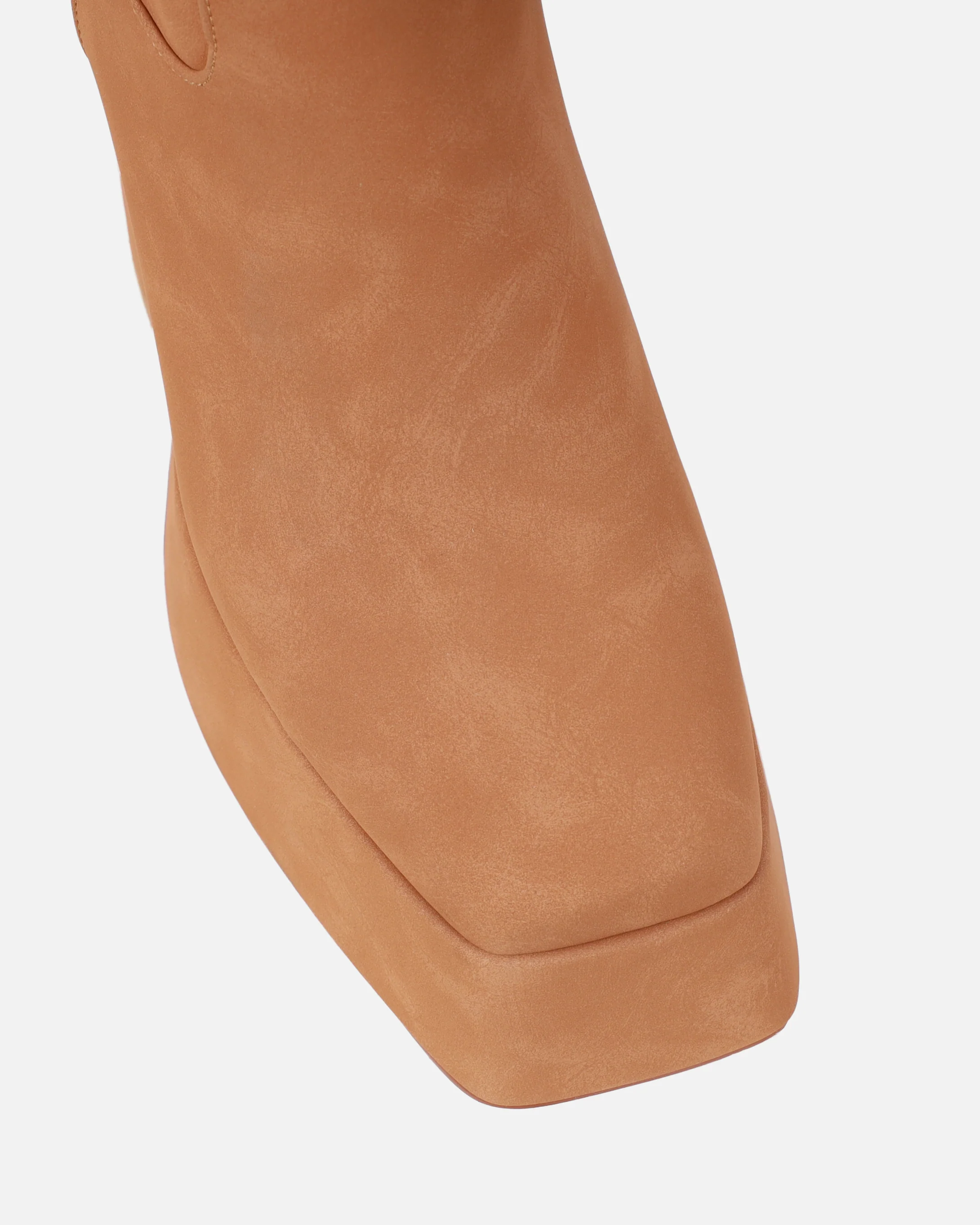 Caiden Tan Platform Knee Boots With Faux Fur Turnover - Image 4