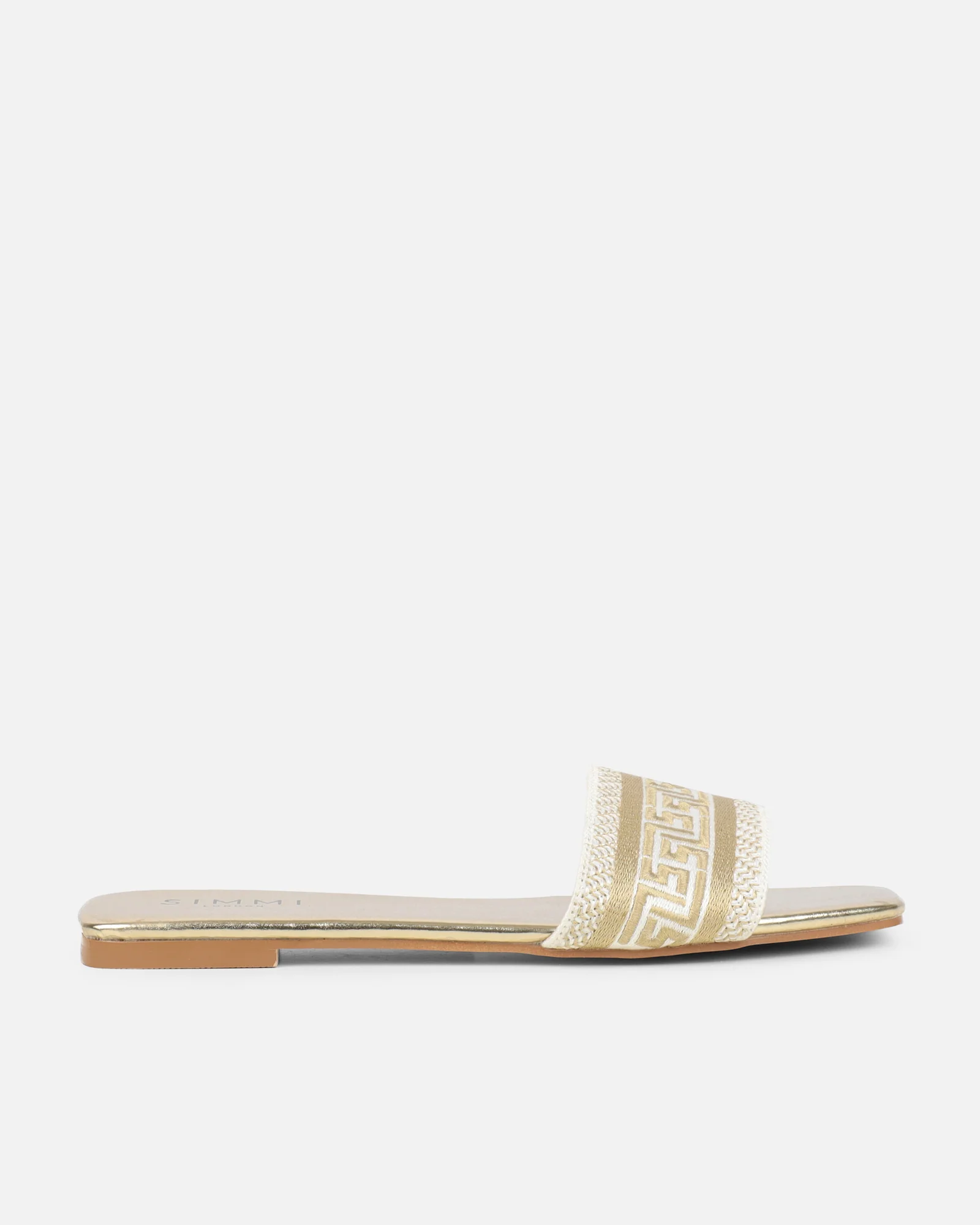 Cali Gold Metallic Embroidered Slide Sandals - Image 2