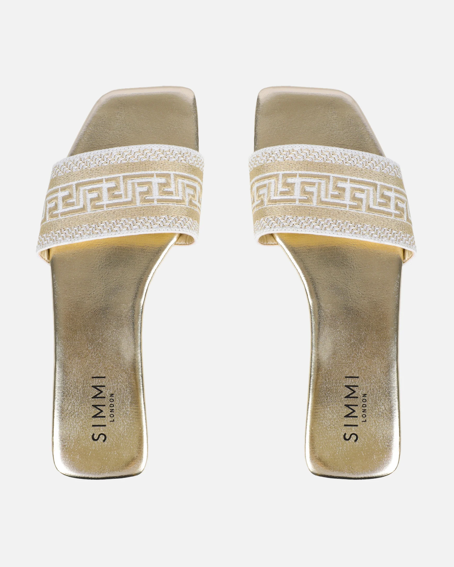 Cali Gold Metallic Embroidered Slide Sandals - Image 3