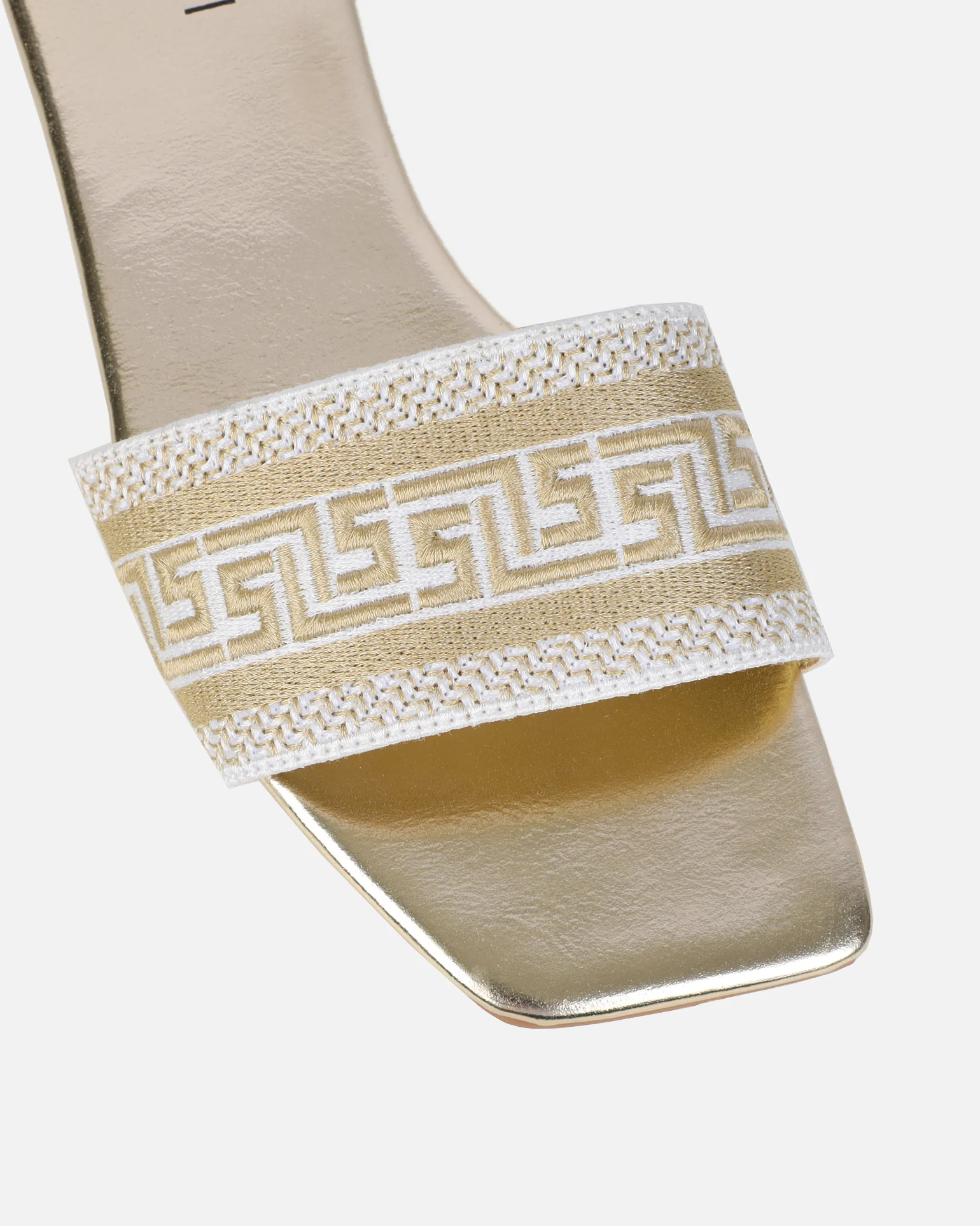 Cali Gold Metallic Embroidered Slide Sandals - Image 4