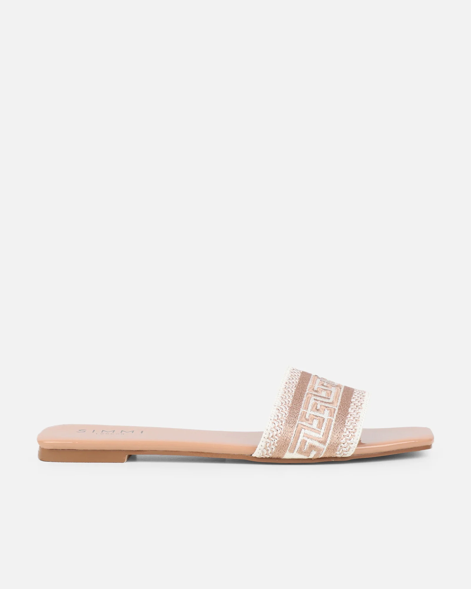 Cali Nude Patent Embroidered Slide Sandals - Image 2