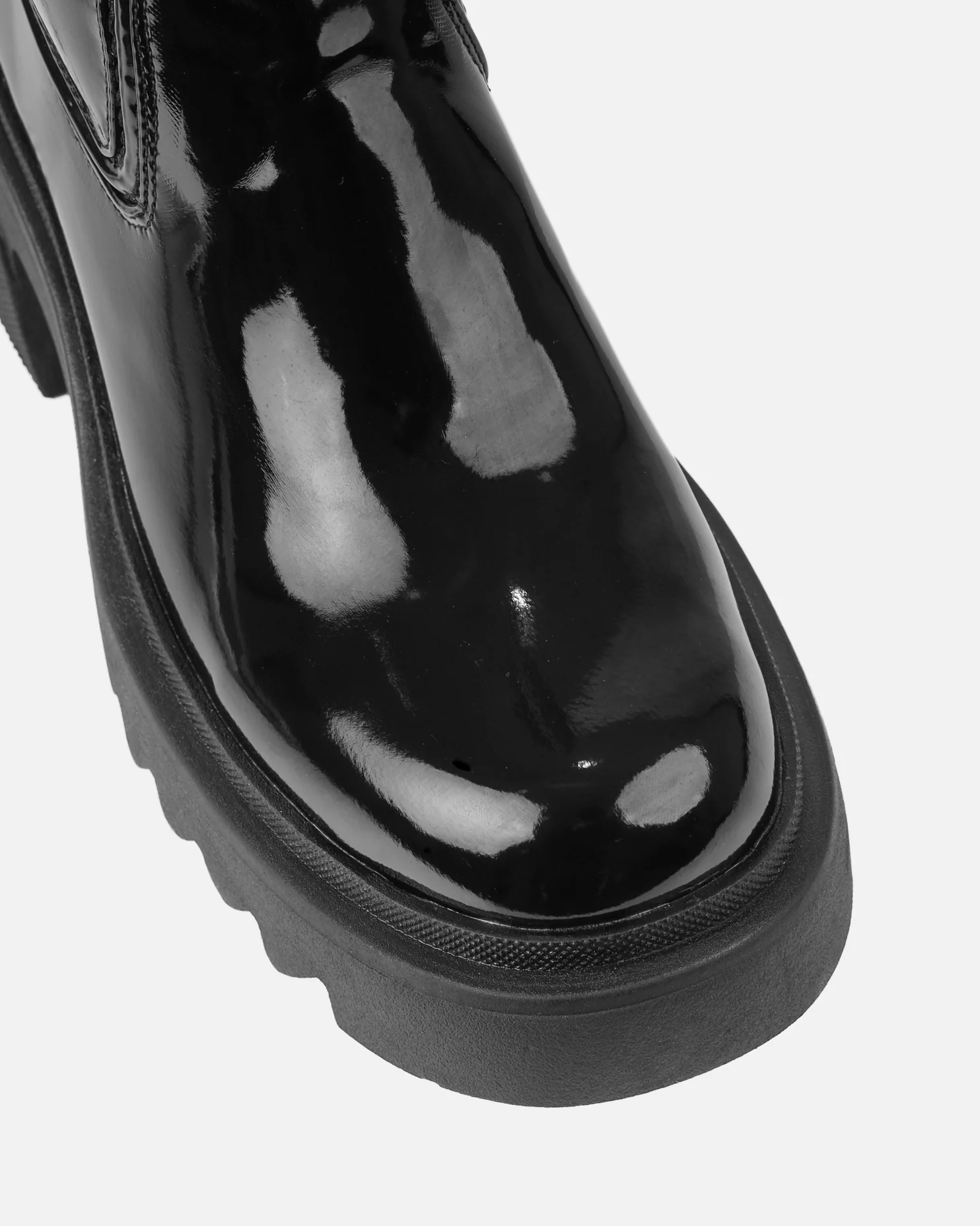 Candace Black Patent Ankle Boots - Image 4