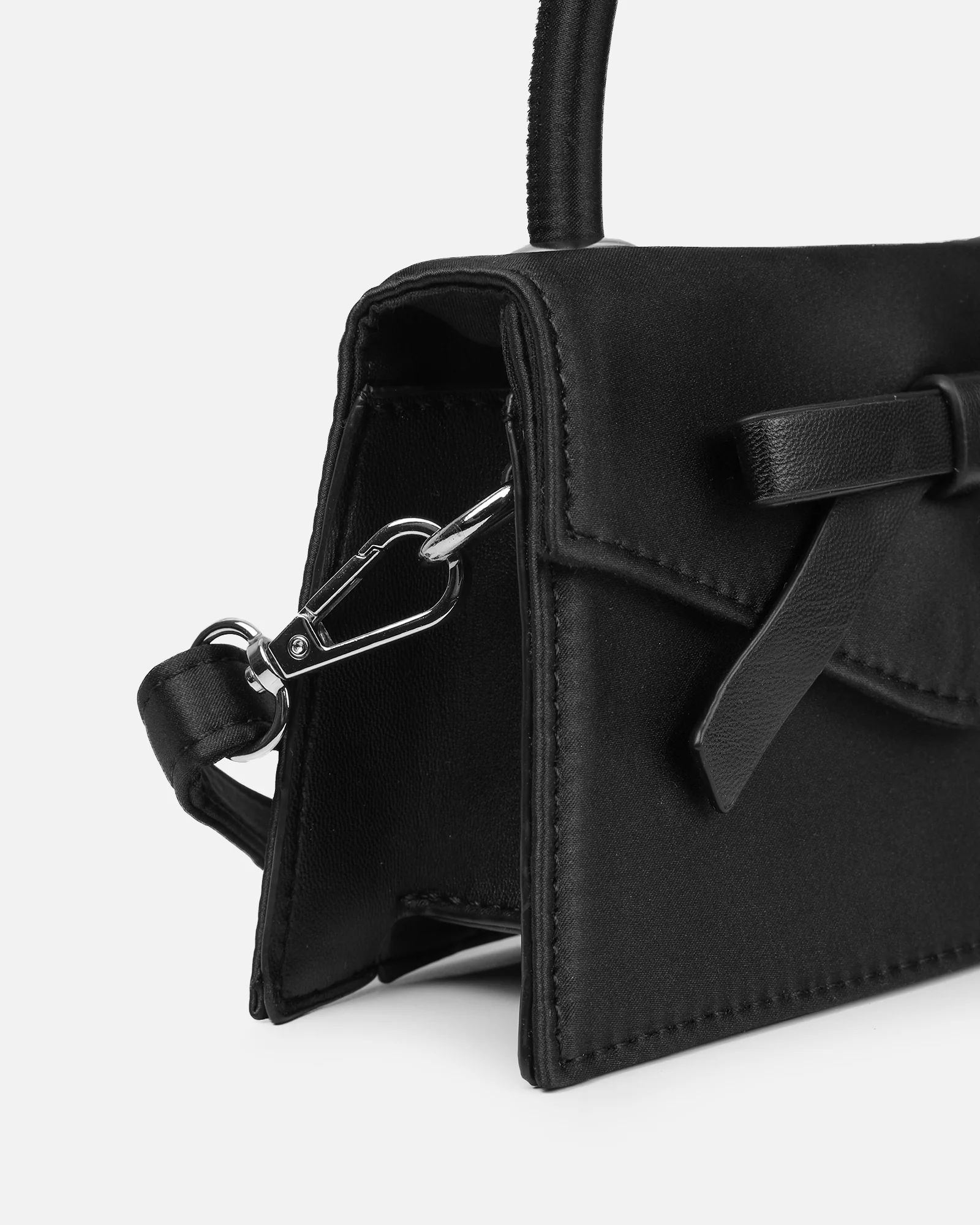 Caressa Black Satin Bow Detail Top Handle bag - Image 2