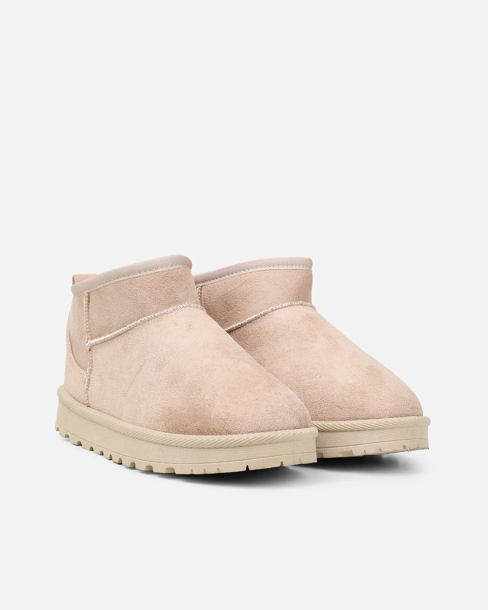 Cari Beige Faux Suede Ultra Low Boots - Image 3