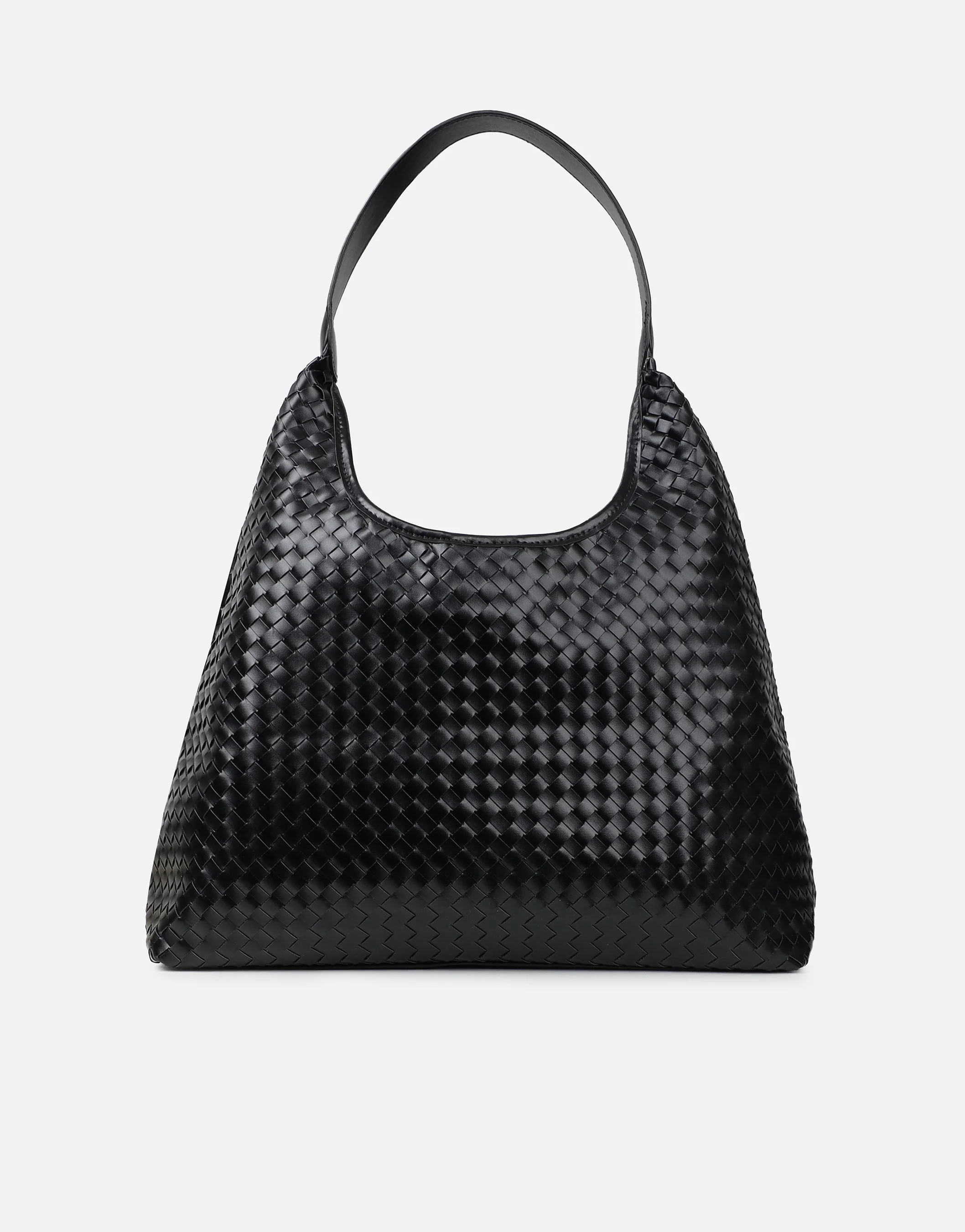 Caria Large Black Woven Shoulder Bag - Image 3