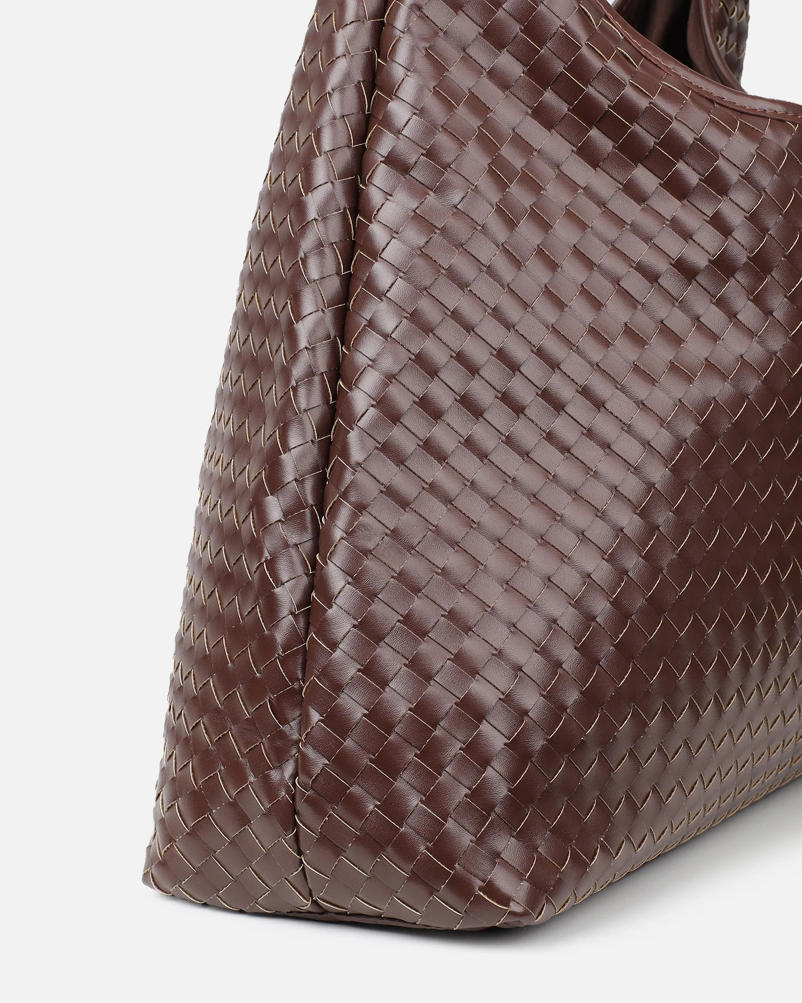 Caria Large Brown Woven Shoulder Bag - Image 2