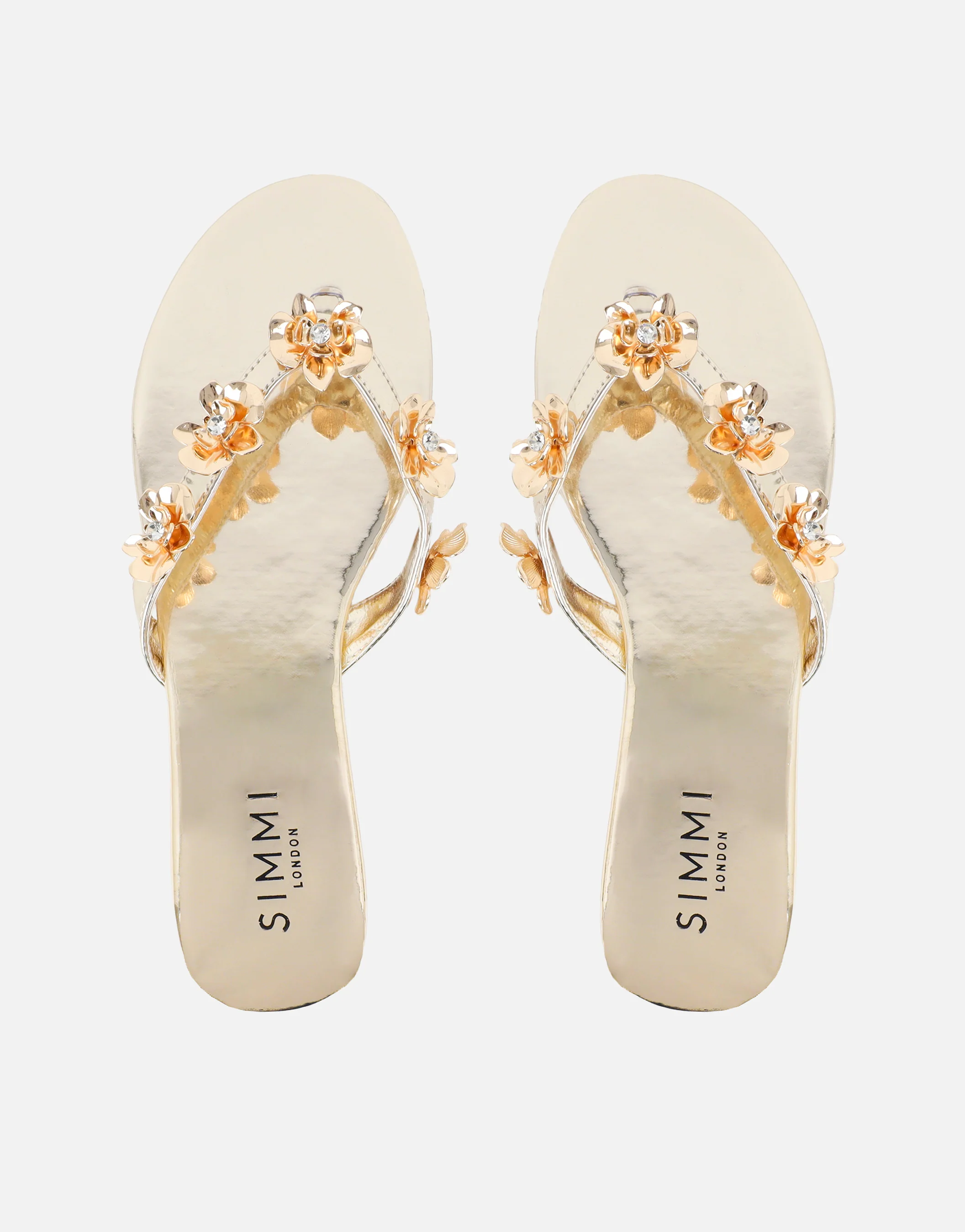 Carissa Gold Mirror Embellished Flat Sandals - Image 3