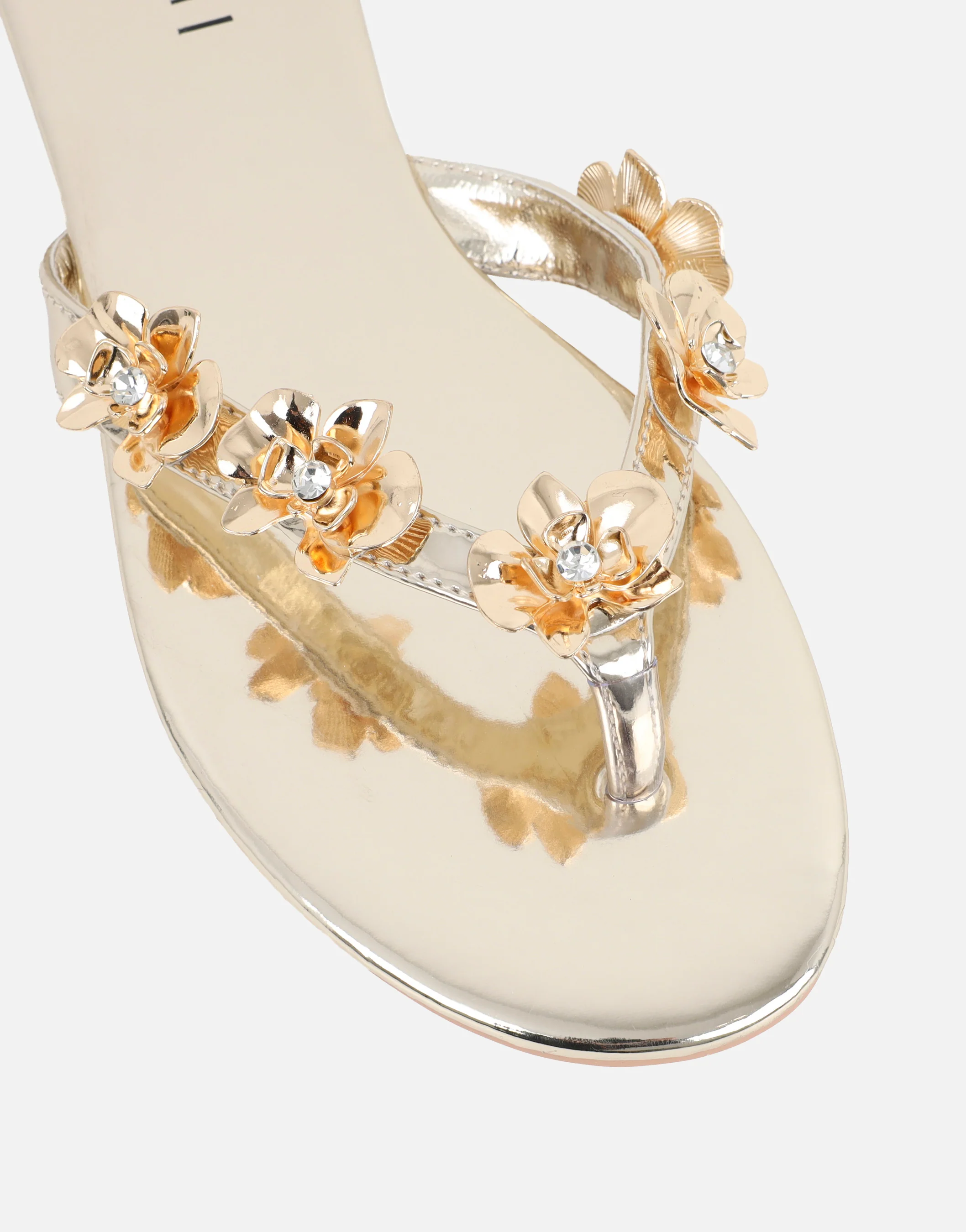 Carissa Gold Mirror Embellished Flat Sandals - Image 4