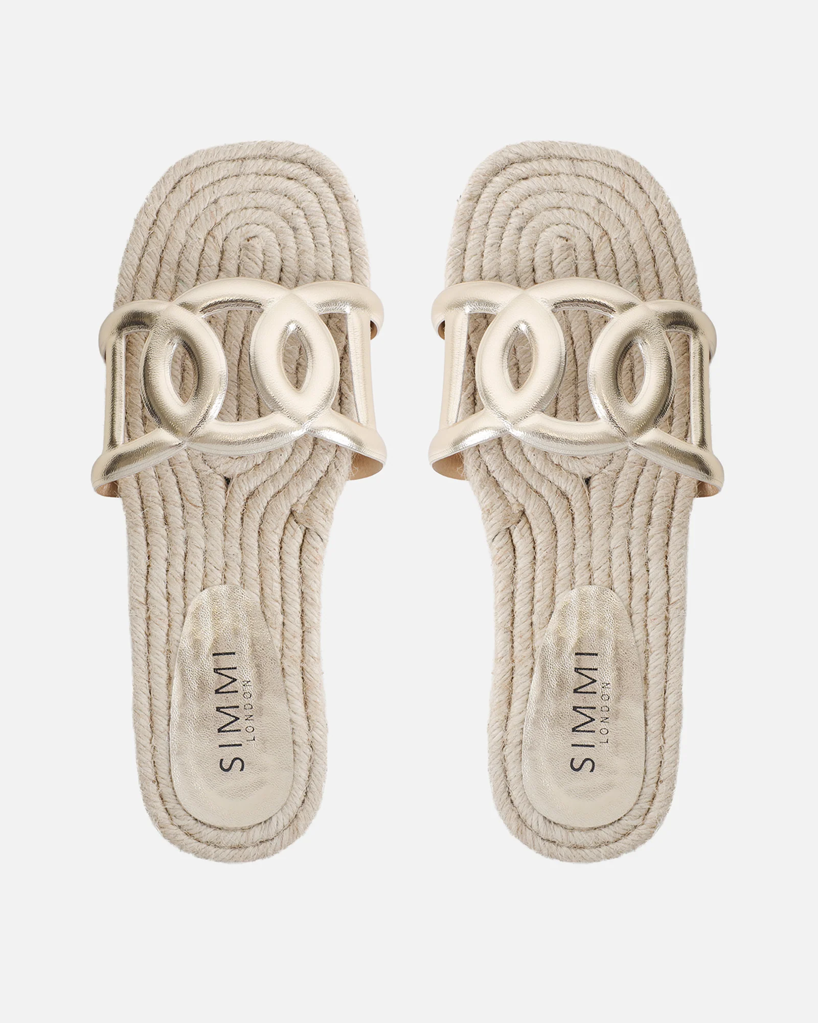 Carlos Gold Mirror Woven Flat Sandals - Image 3