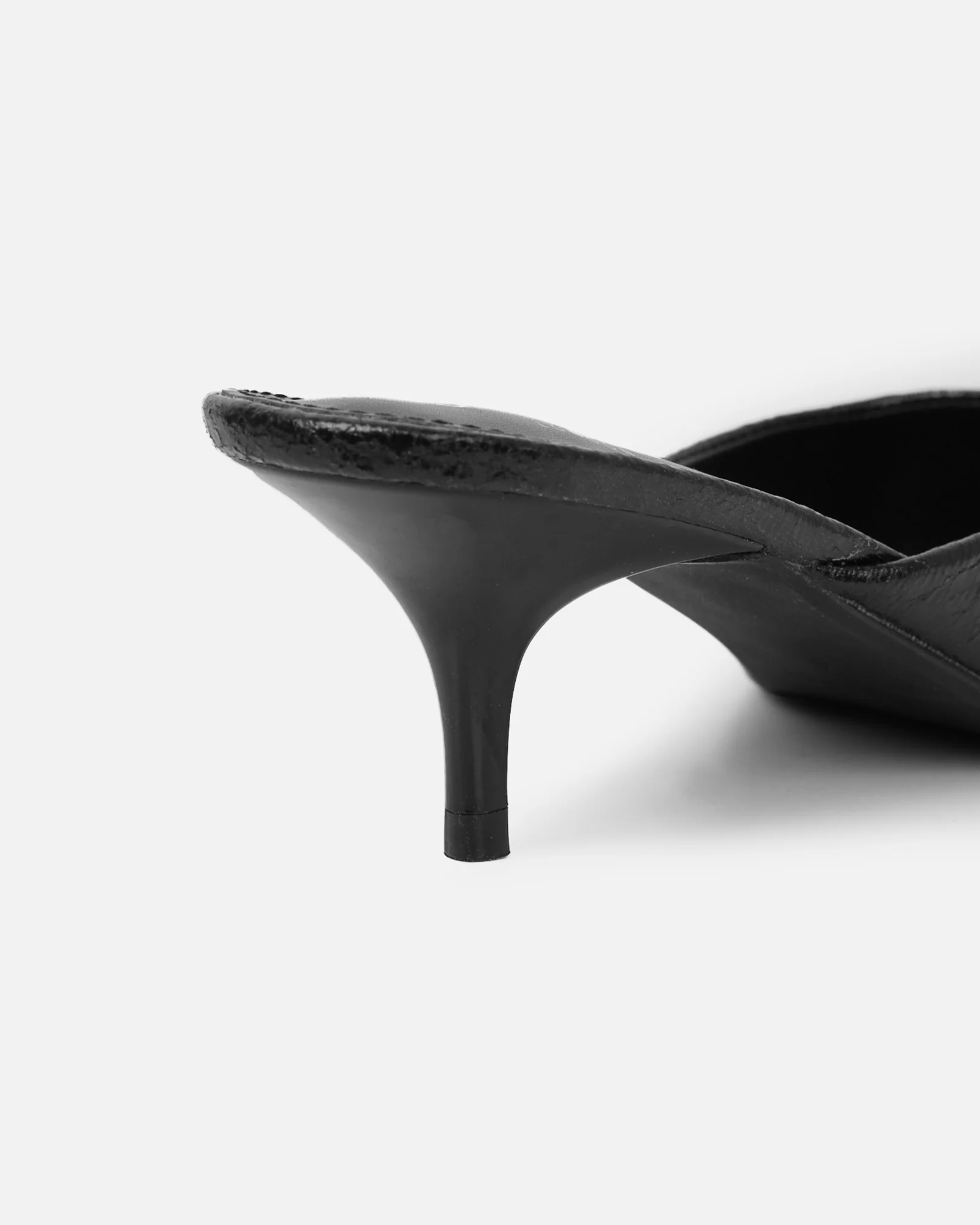 Carson Black Cracked Kitten Heeled Mules - Image 3