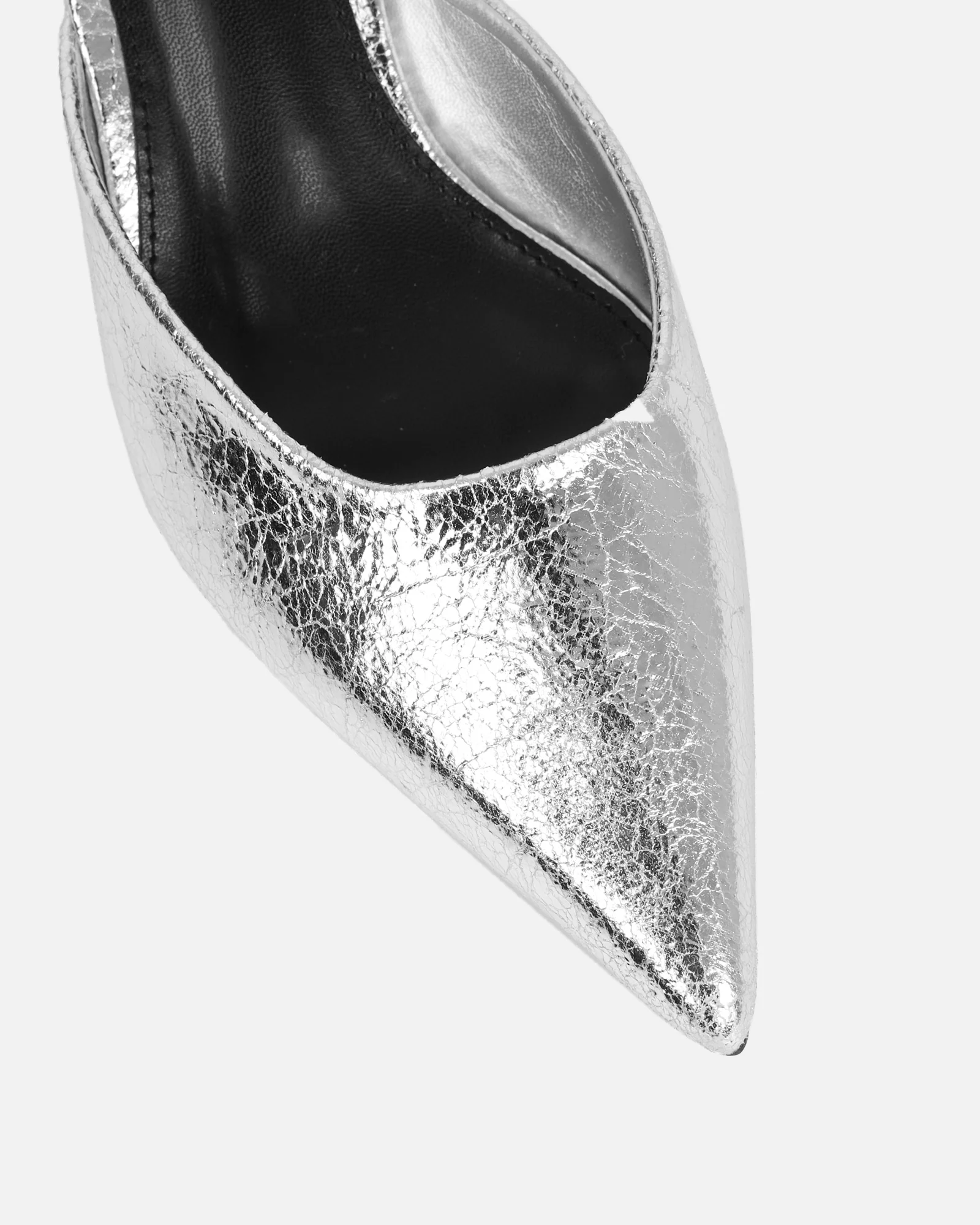 Carson Silver Cracked Kitten Heeled Mules - Image 4