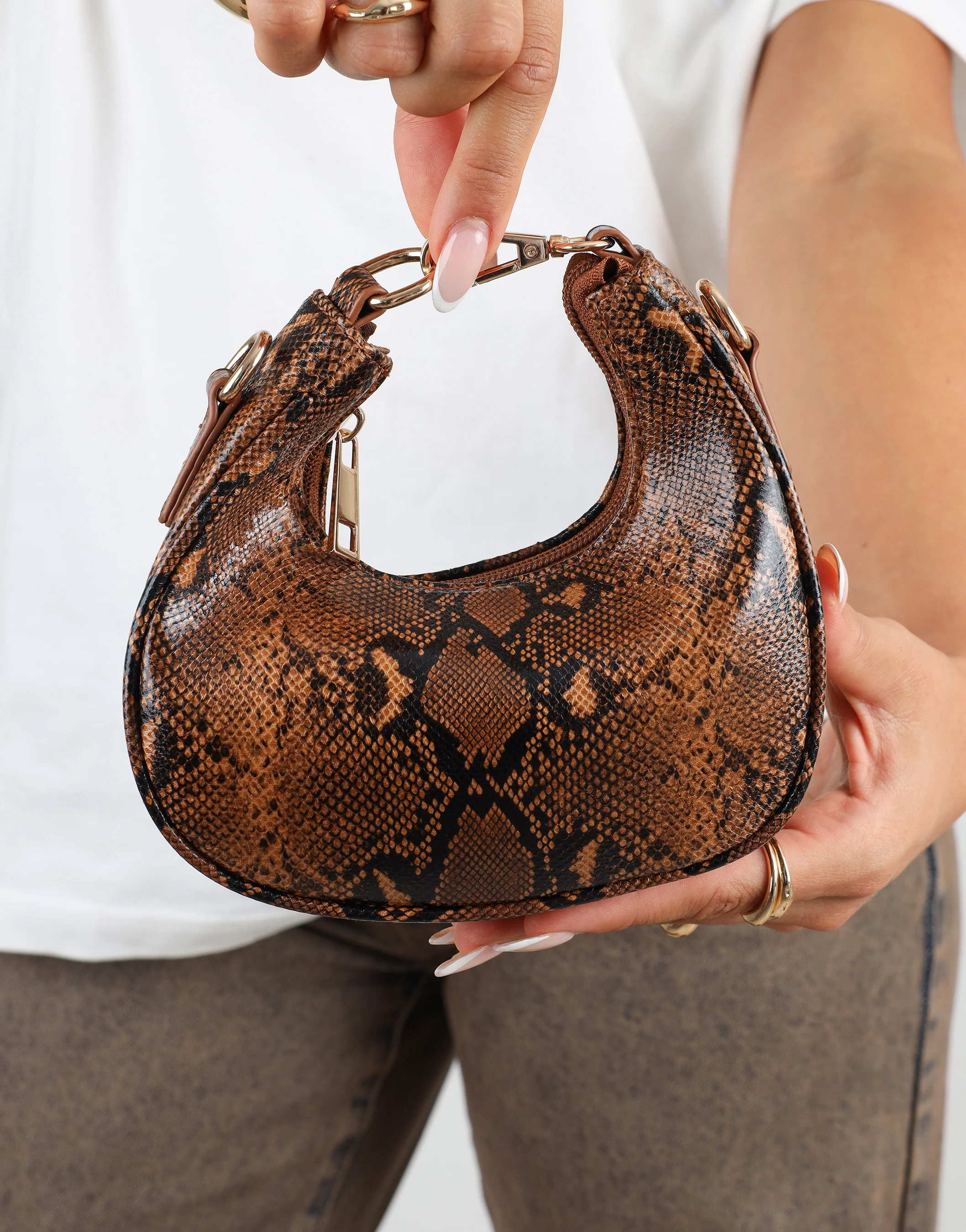 Caryn Brown Faux Snake Effect Mini Cross Body Bag - Image 2