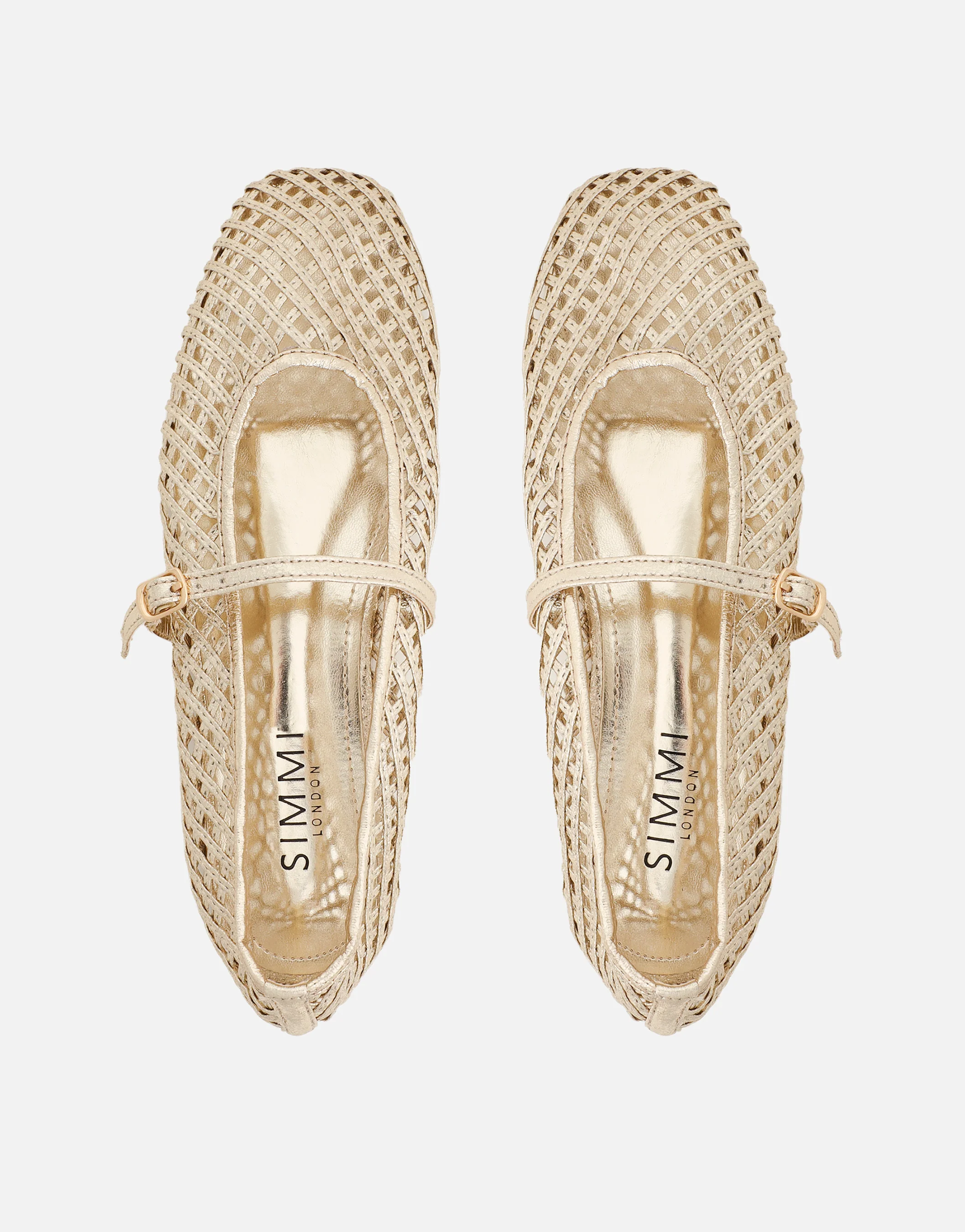 Cecilia Gold Metallic Woven Mesh Ballet Flats - Image 3