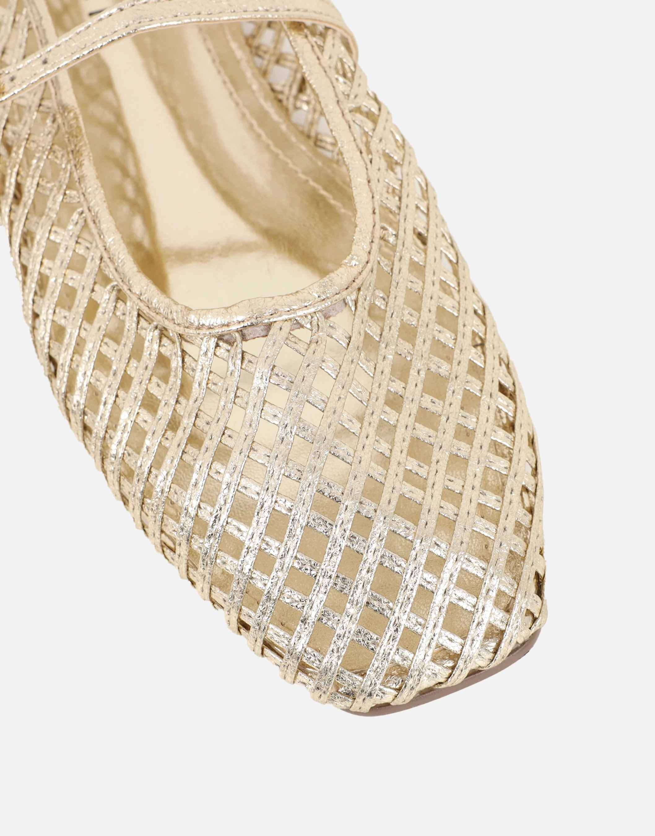 Cecilia Gold Metallic Woven Mesh Ballet Flats - Image 4