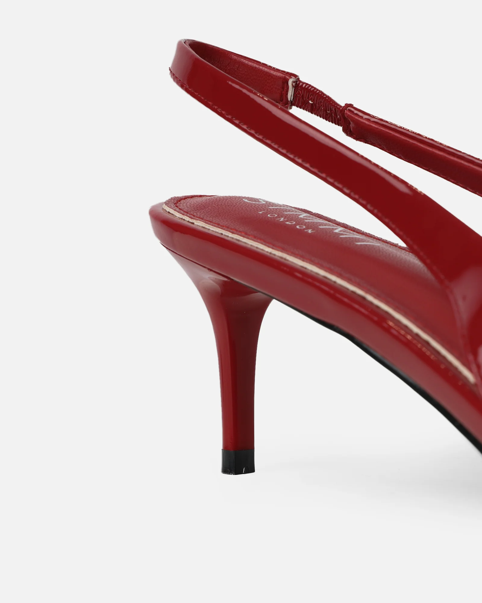 Cecily Dark Red Patent Low Sling Back Court Shoes - Image 3