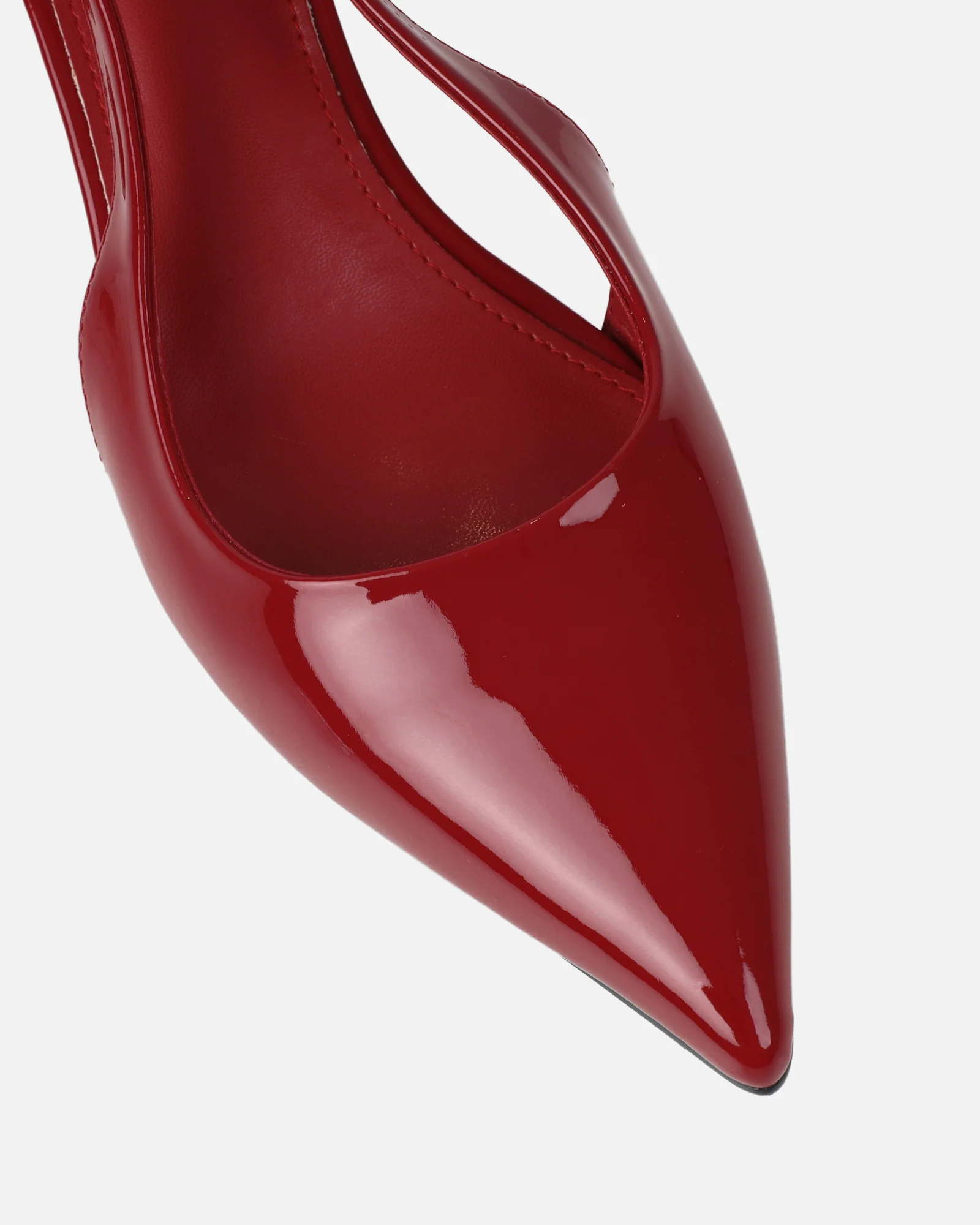 Cecily Dark Red Patent Low Sling Back Court Shoes - Image 4