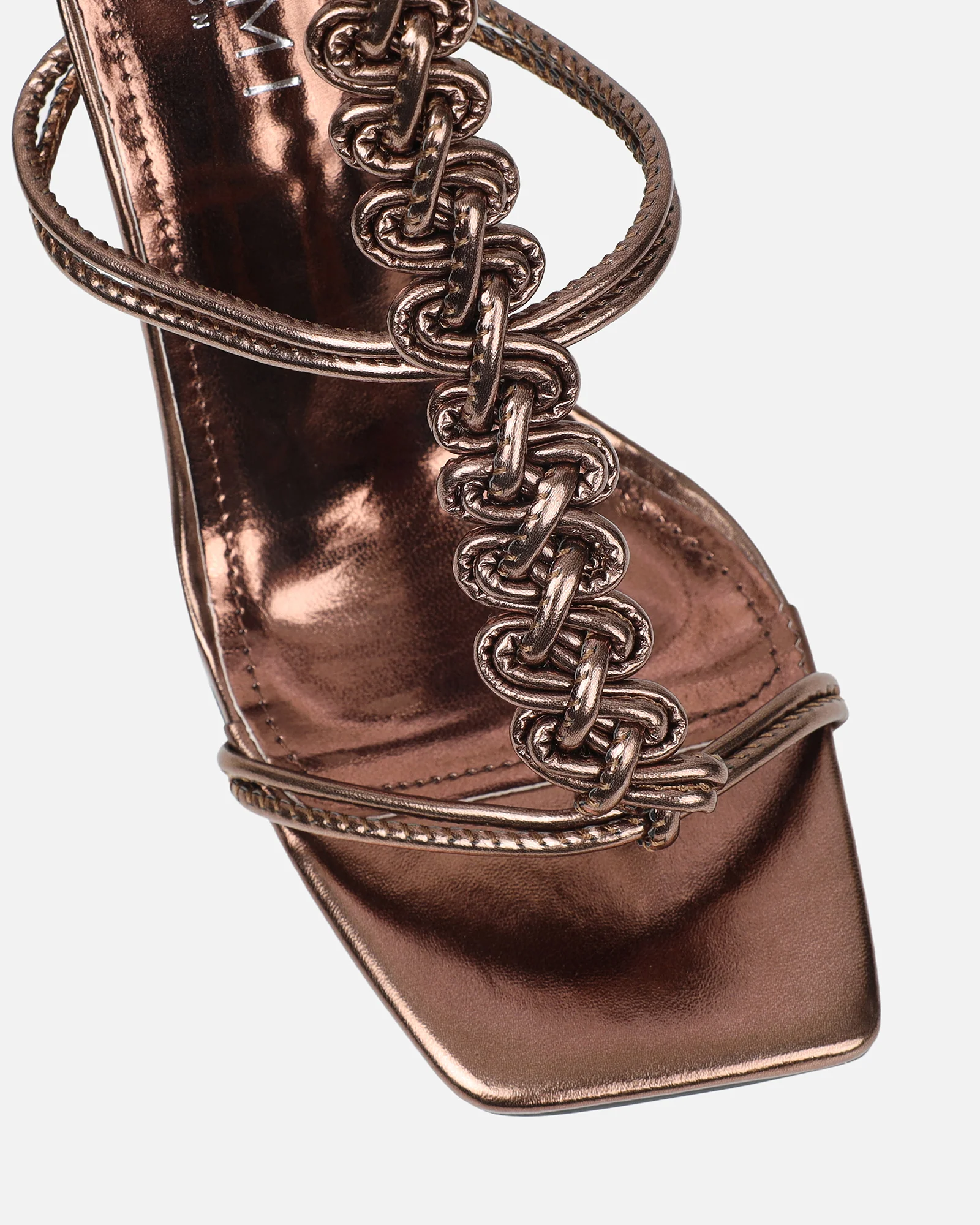 Cemile Bronze Metallic Braided Heeled Sandals - Image 4