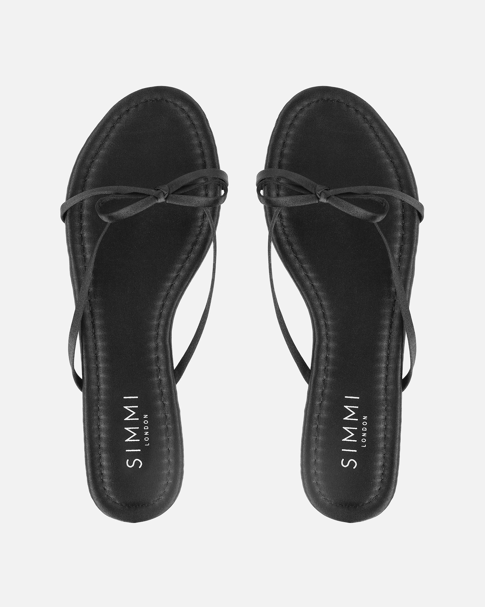 Char Black Satin Bow Sandals - Image 3
