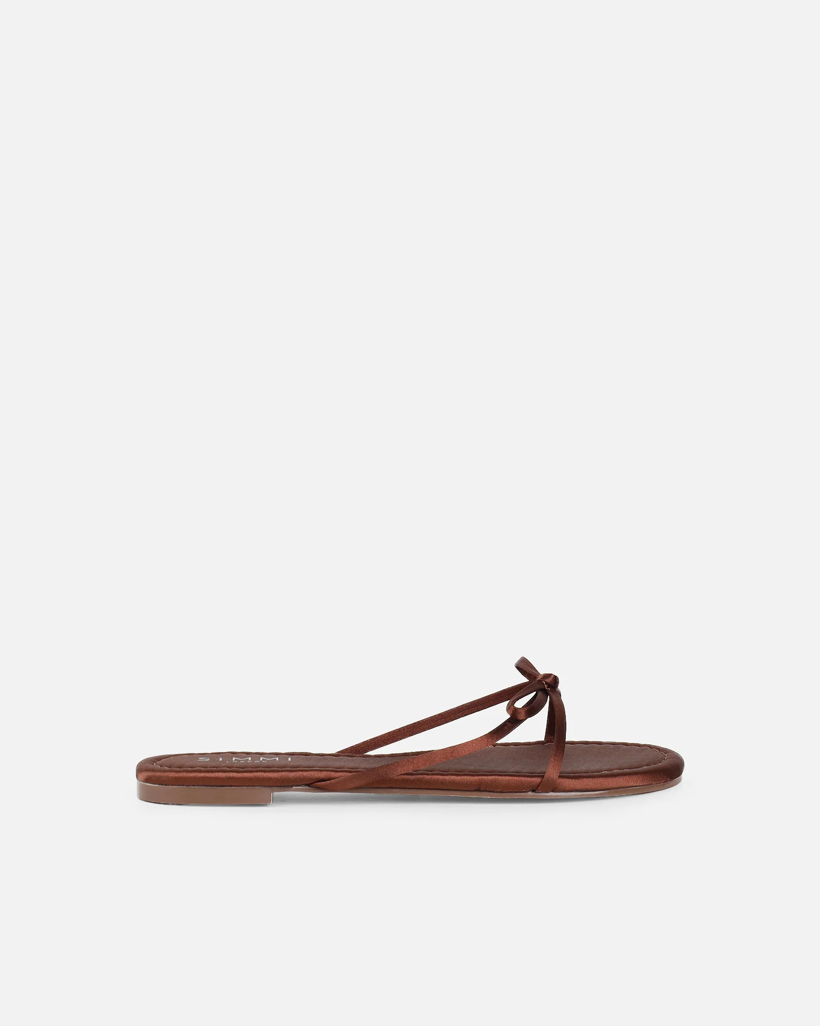 Char Chocolate Satin Bow Sandals - Image 2