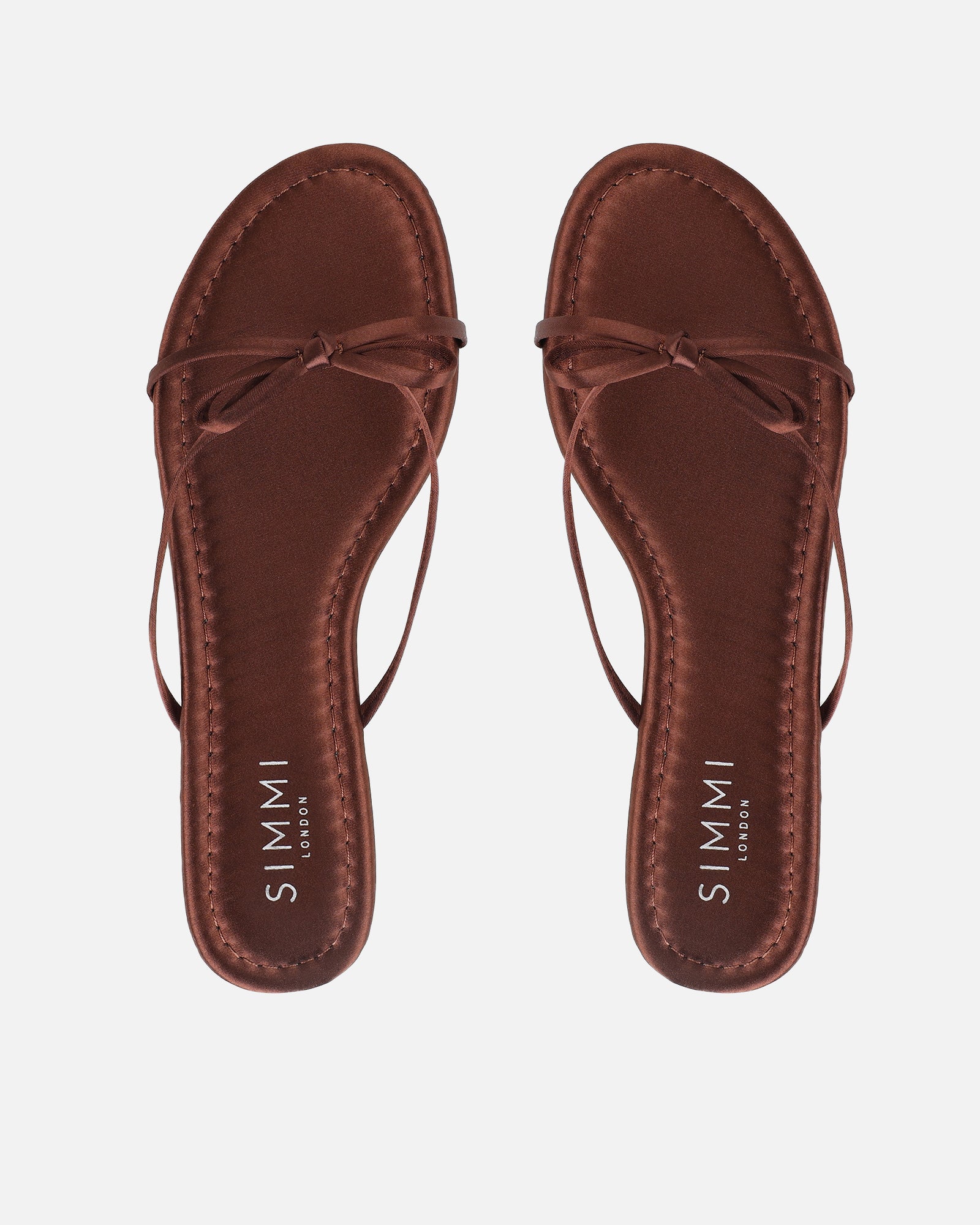 Char Chocolate Satin Bow Sandals - Image 3