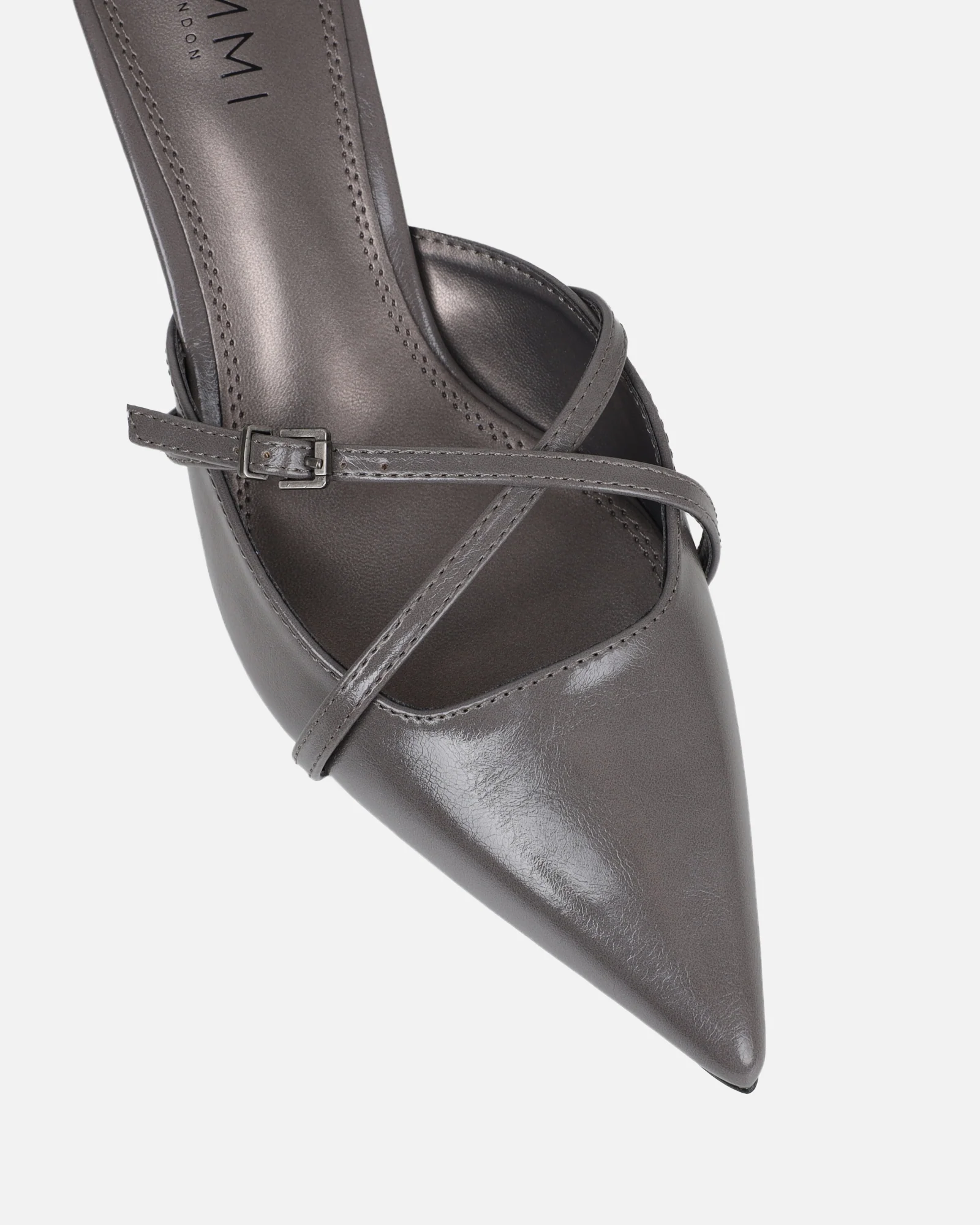 Char grey low heel buckle mules - Image 4