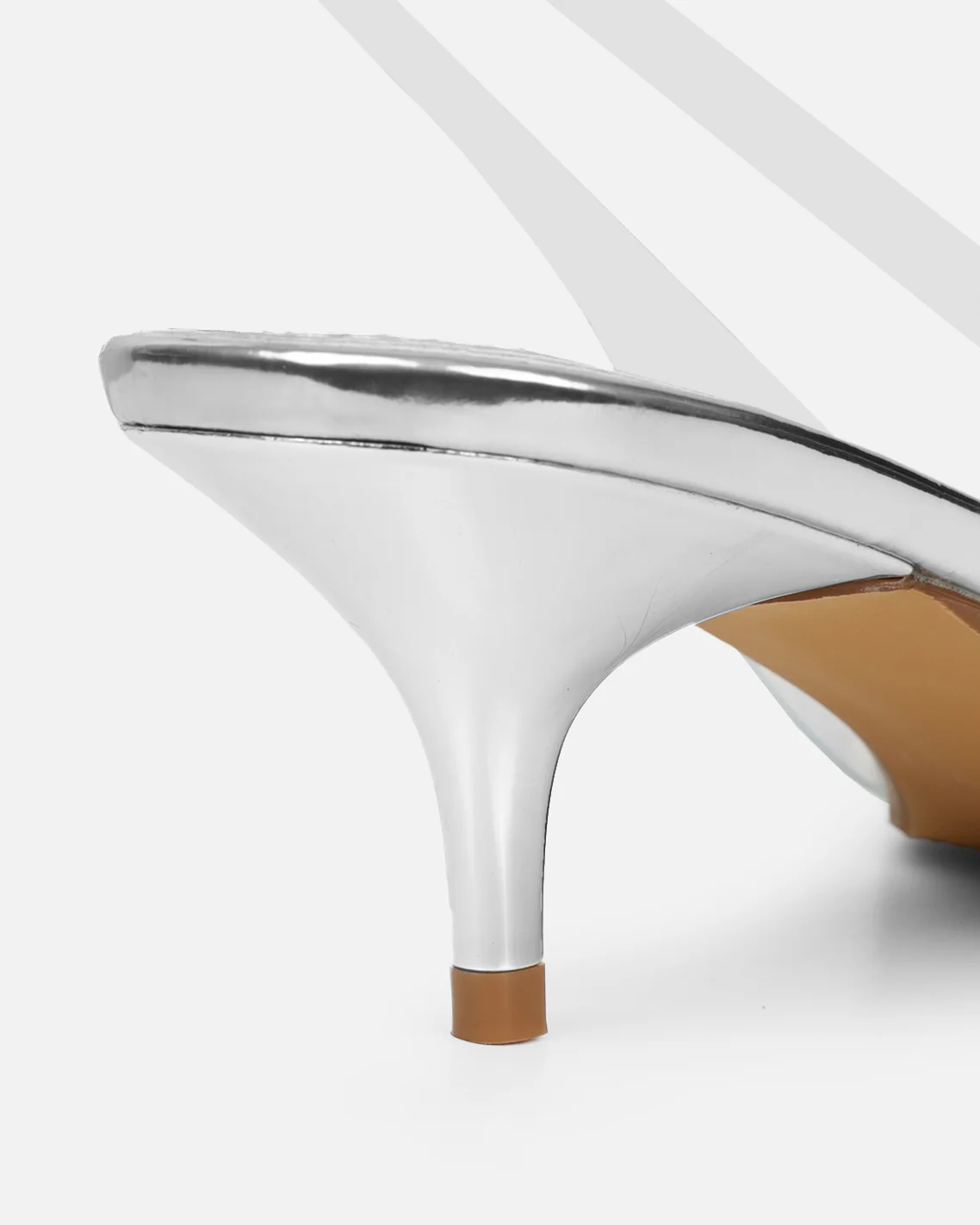 Chara Clear Diamante Silver Mirror Low Court Shoes - Image 3