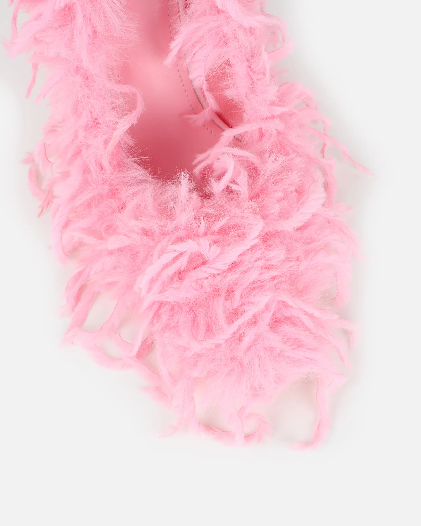 Charlee Pink Faux Feathered Court Shoes - Image 4