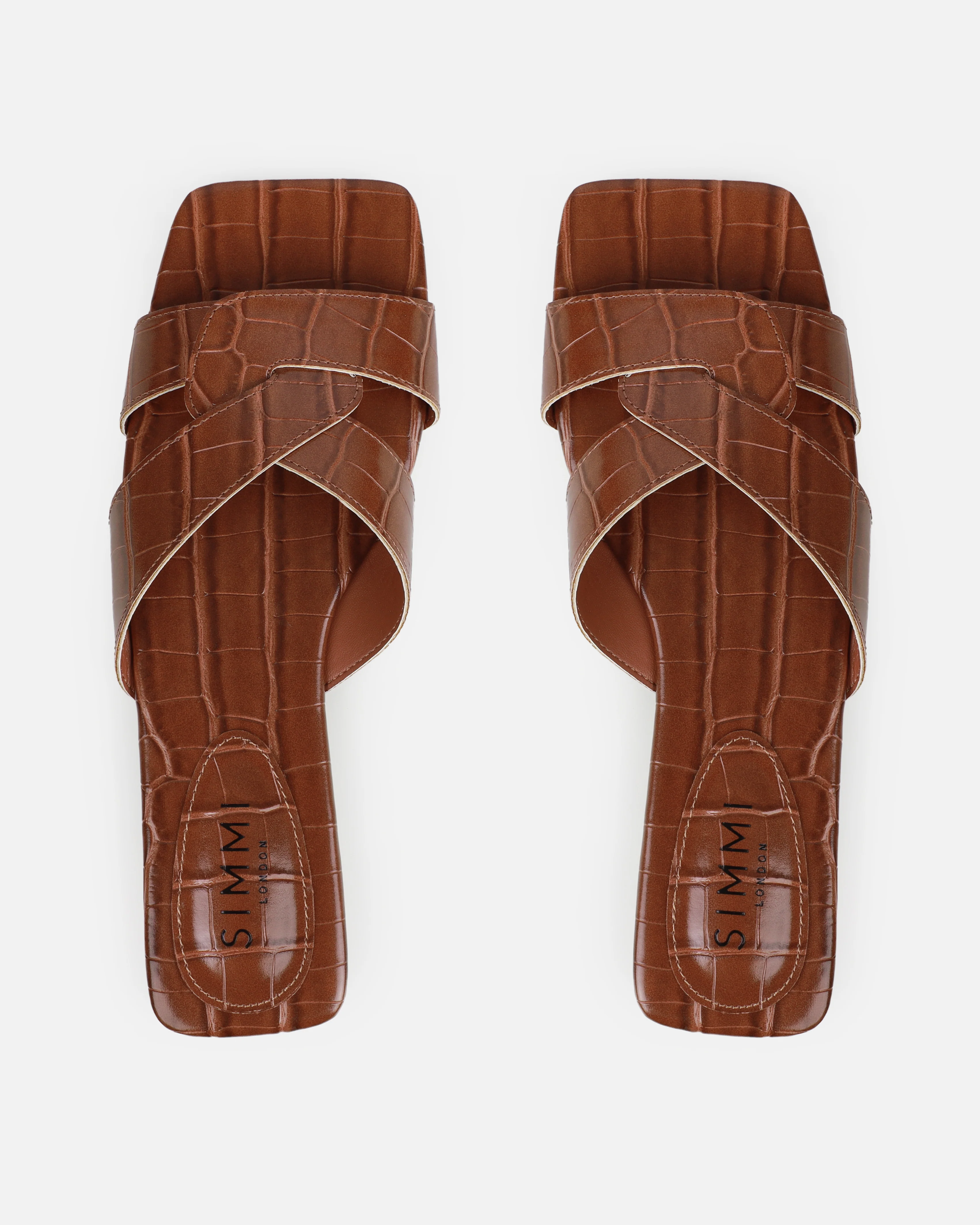 Cherie Tan Faux Croc Print Flat Sandals - Image 3