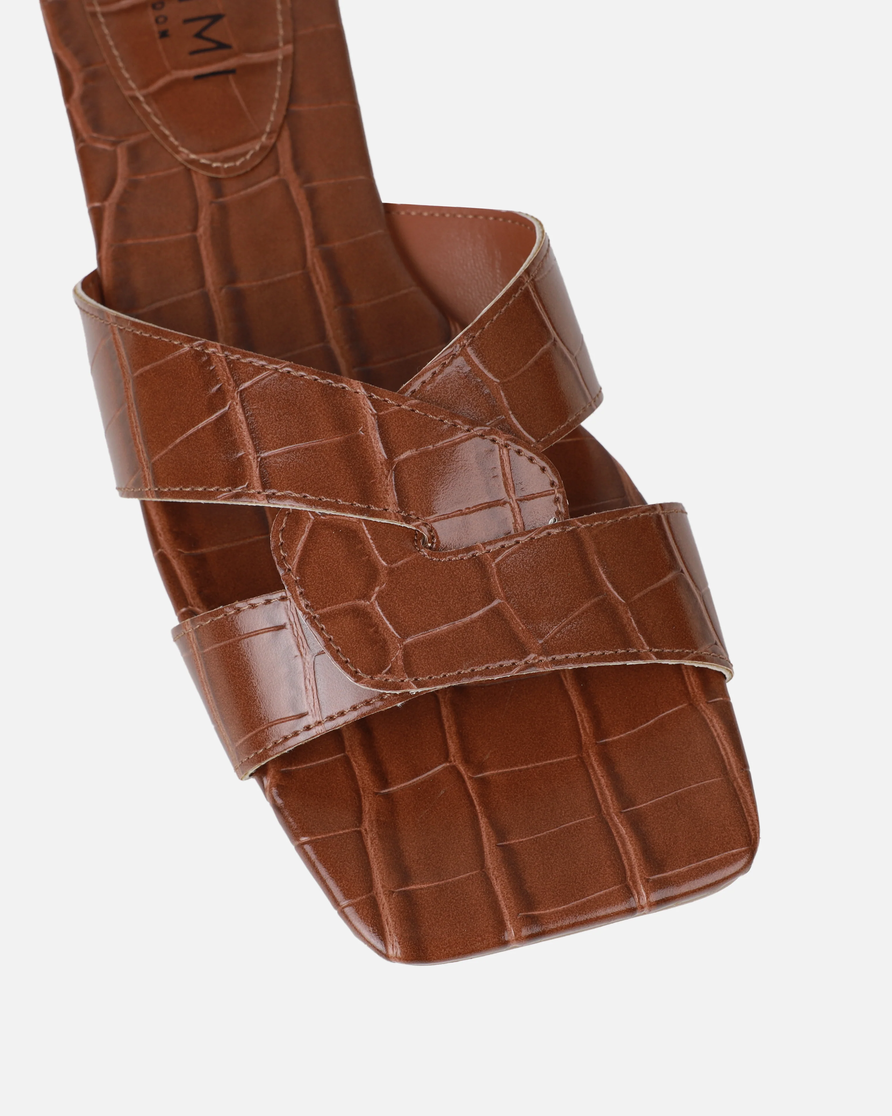 Cherie Tan Faux Croc Print Flat Sandals - Image 4