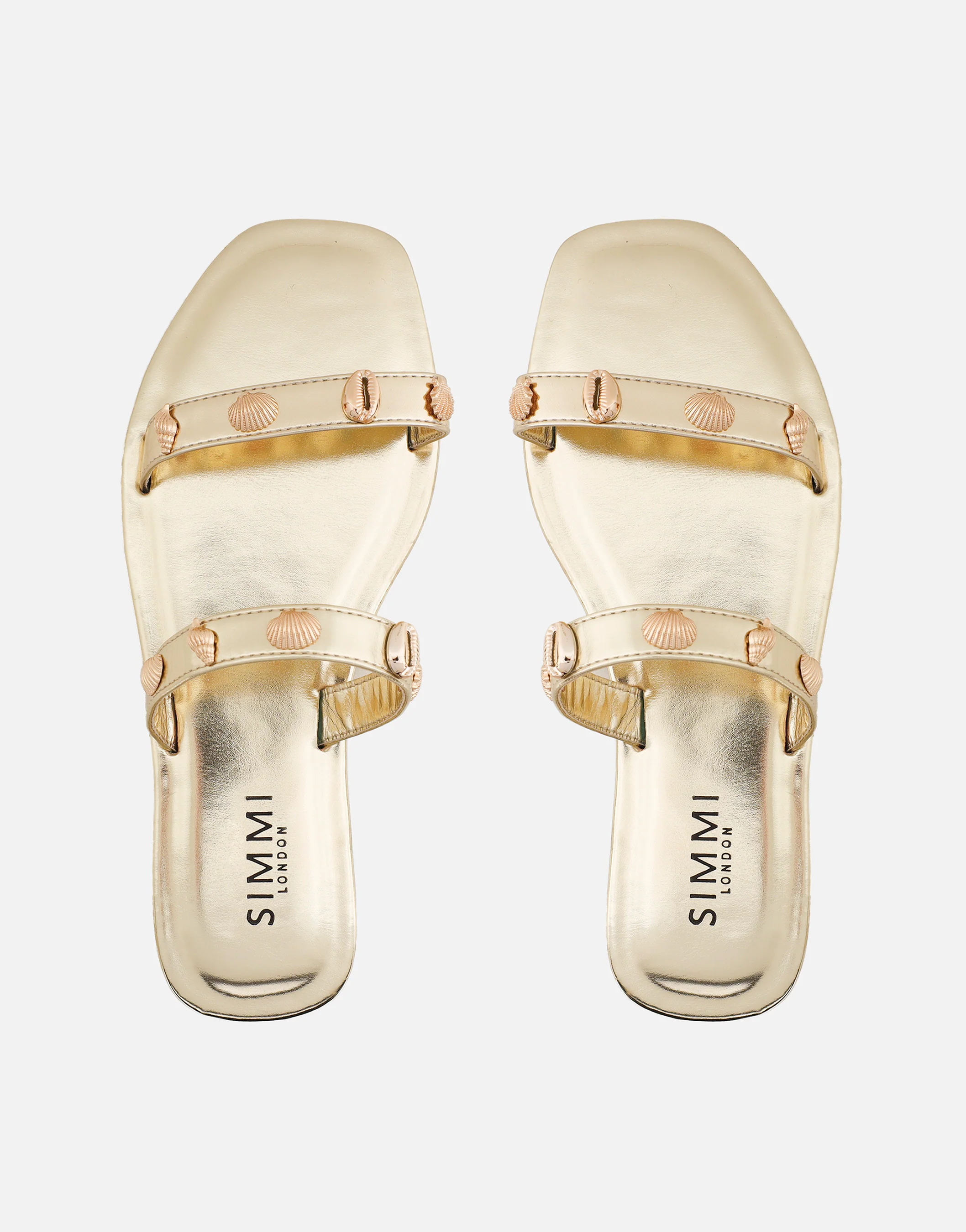 Chiara Gold Embellished Flat Sandals - Image 3