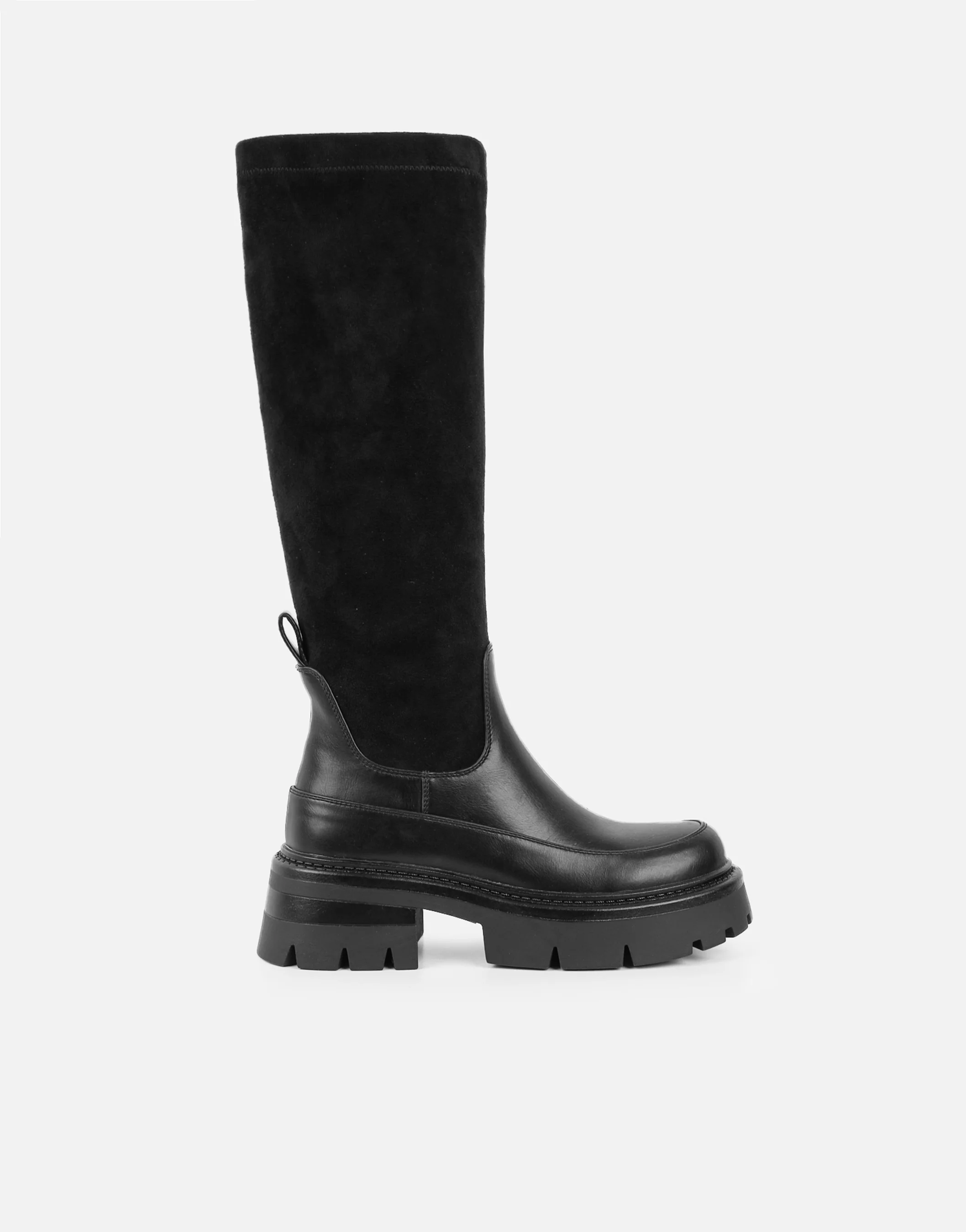 Chorley Black Microfibre Stretch Chunky Boots - Image 3
