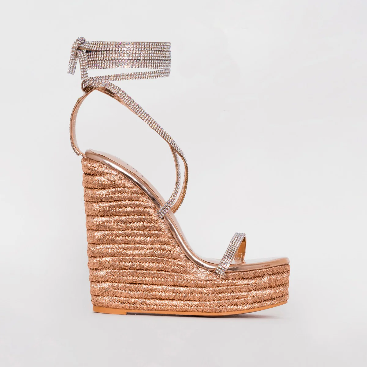 Ciara Rose Gold Lace Up Espadrille Wedges - Image 2