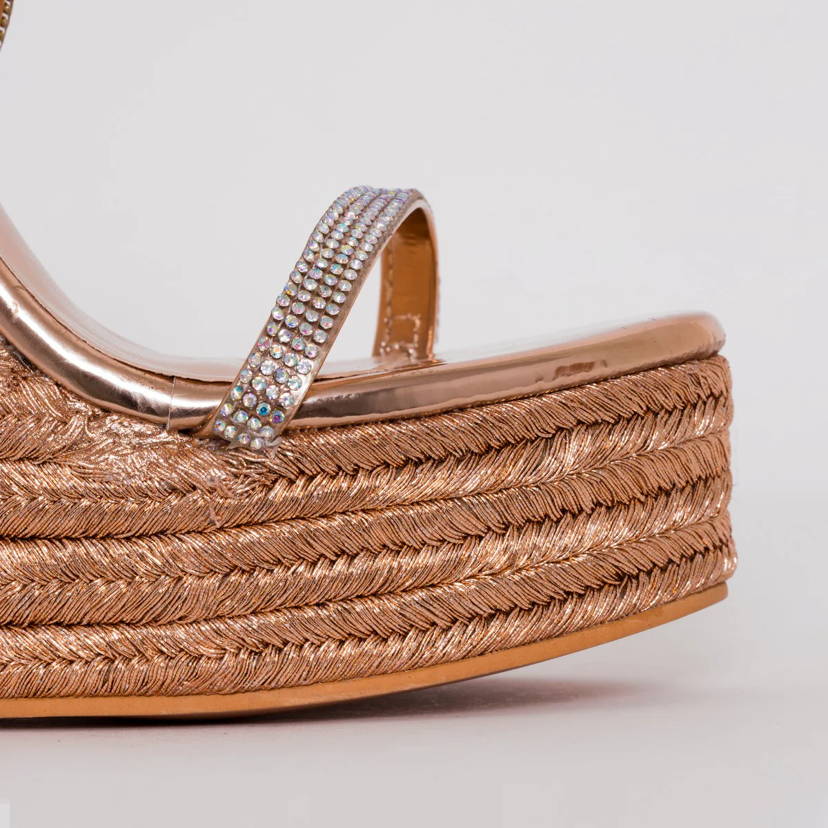 Ciara Rose Gold Lace Up Espadrille Wedges - Image 3