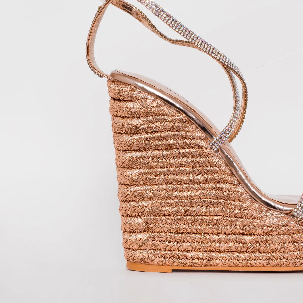 Ciara Rose Gold Lace Up Espadrille Wedges - Image 4