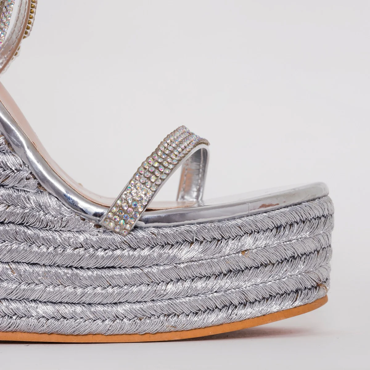 Ciara Silver Lace Up Espadrille Wedges - Image 3