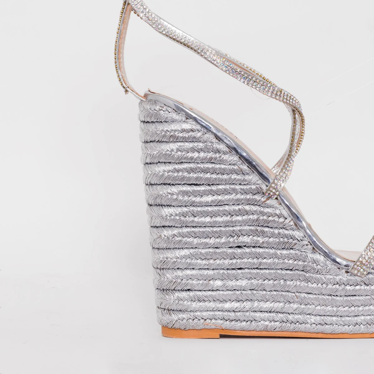 Ciara Silver Lace Up Espadrille Wedges - Image 4