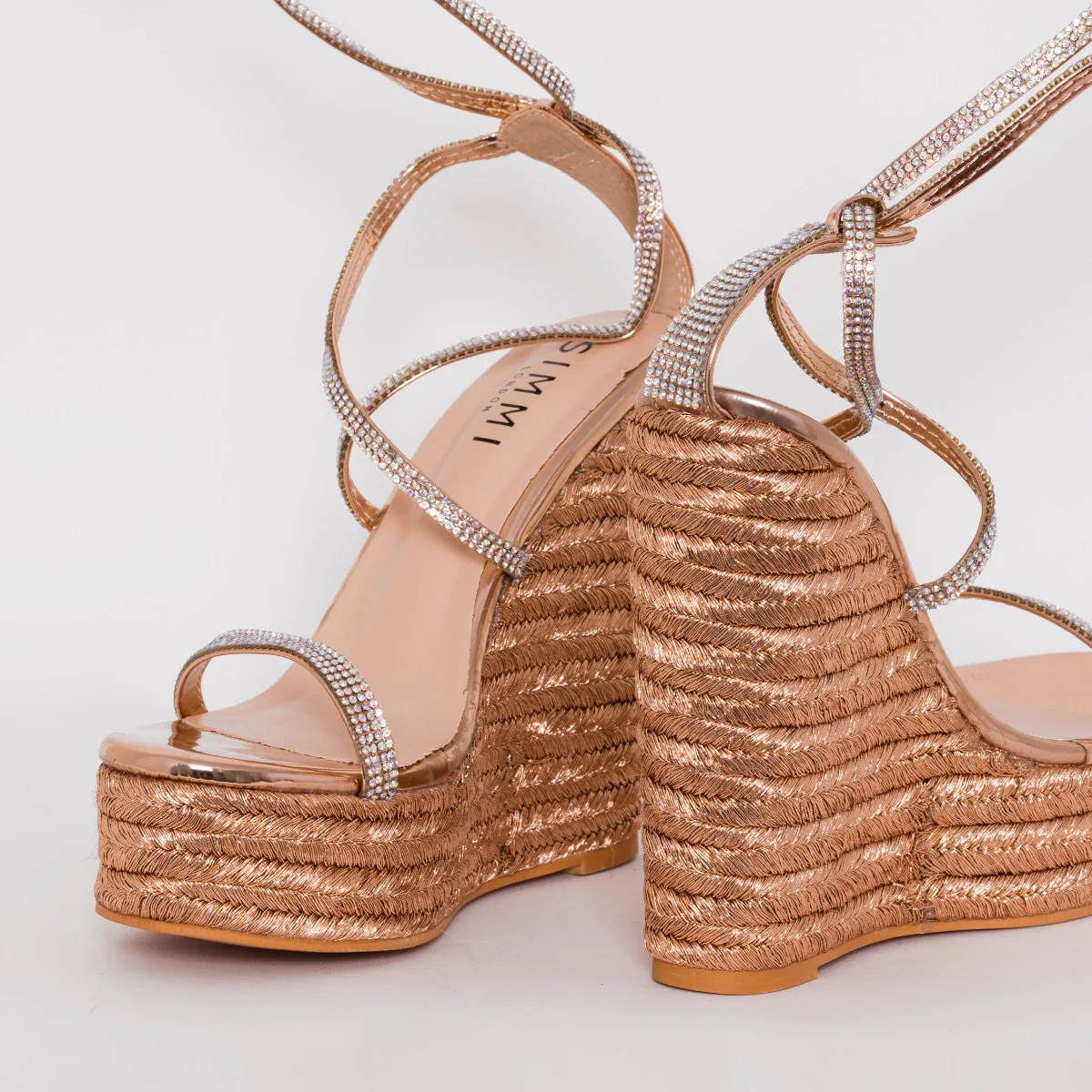 Ciara Wide Fit Rose Gold Espadrille Wedges - Image 4