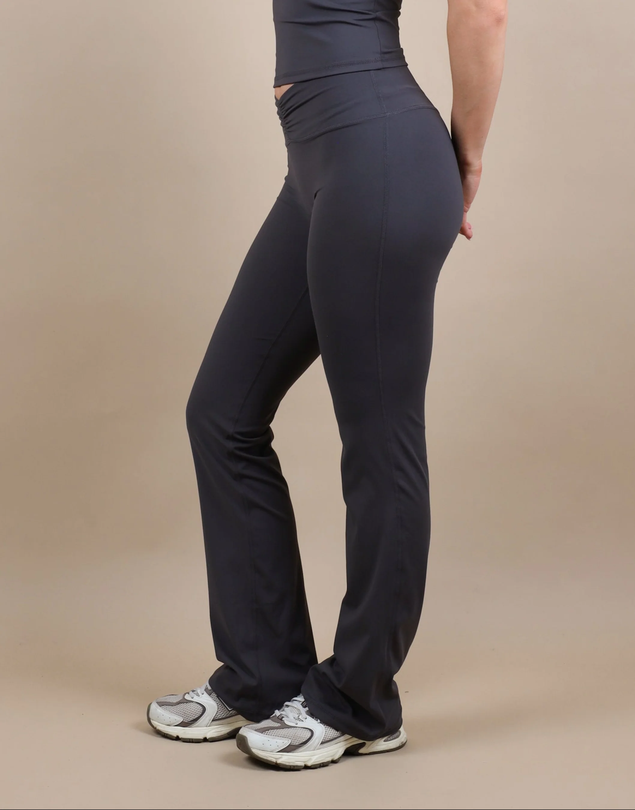 Cleo Ruched Front Flared Leggings In Slate - Image 2